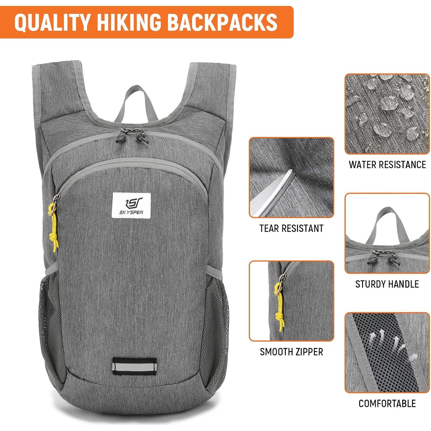 Mochila de Senderismo Plegable SKYSPER 10L Gris Compacta