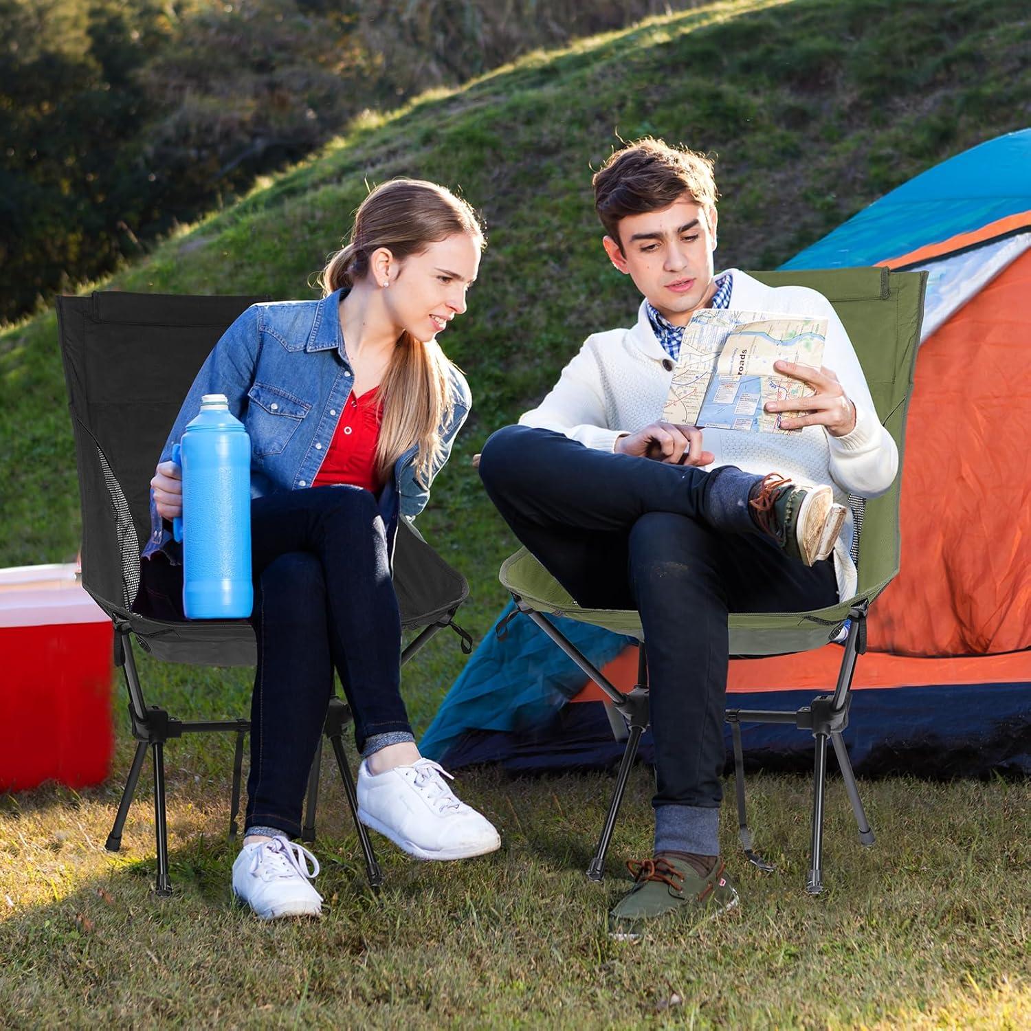 Silla de Camping Plegable Outplea Negra Respaldo Alto 120 kg