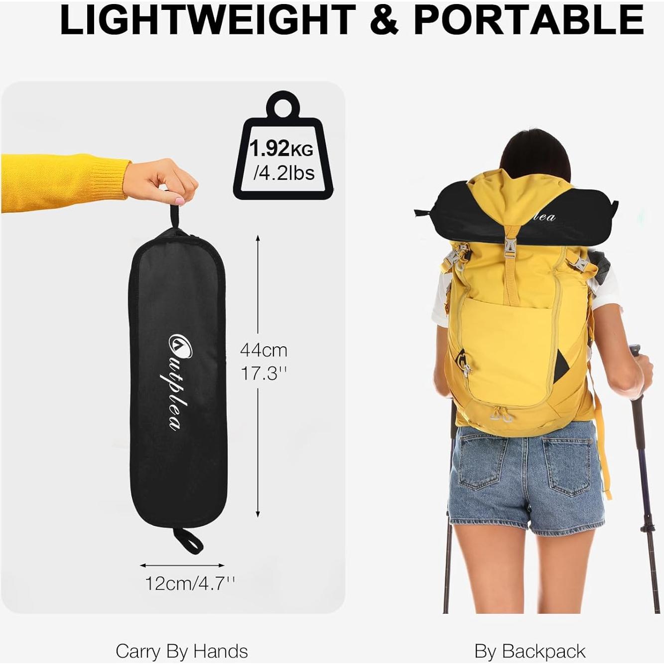 Silla de Camping Plegable Outplea Negra Respaldo Alto 120 kg