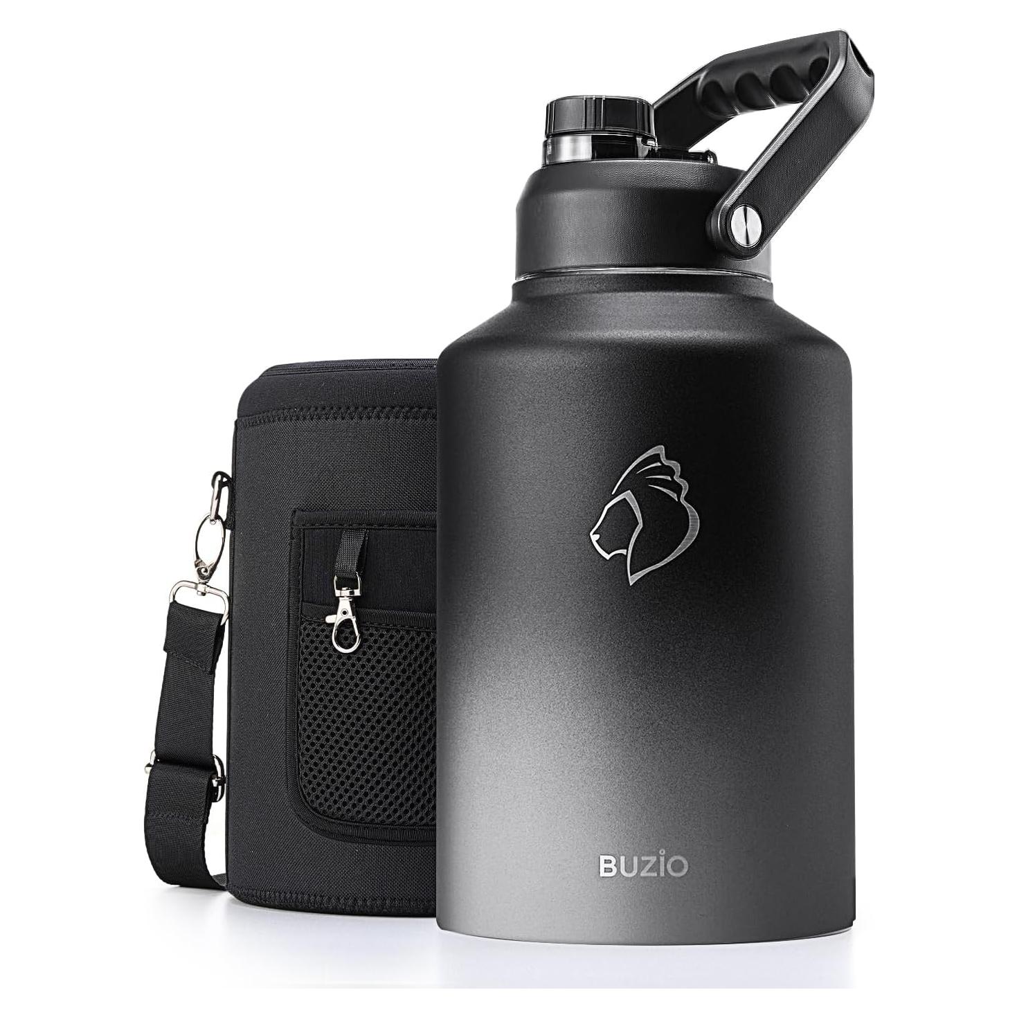 Botella de Agua BUZIO 128oz Aislada Acero Inoxidable Negro