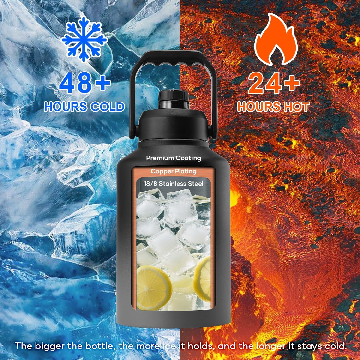 Botella de Agua BUZIO 128oz Aislada Acero Inoxidable Negro