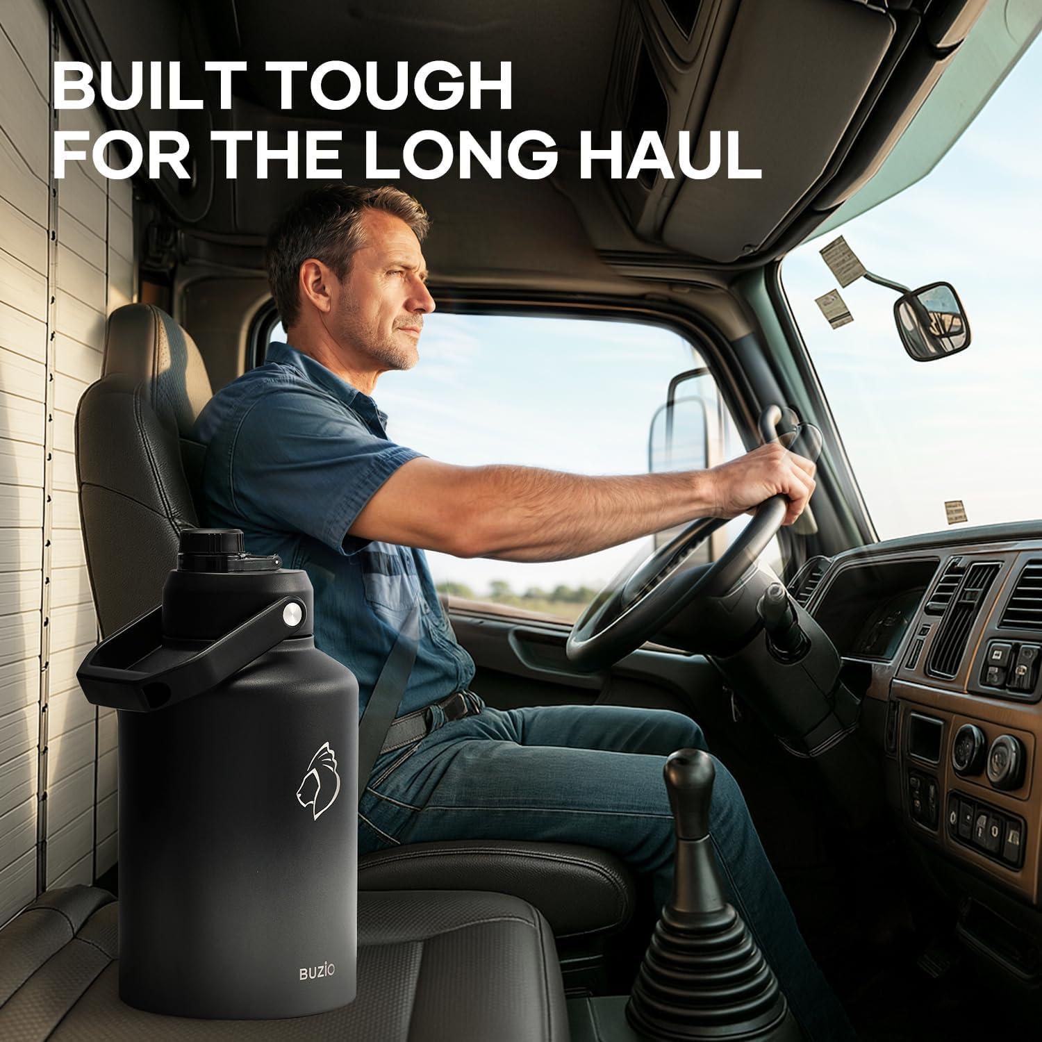 Botella de Agua BUZIO 128oz Aislada Acero Inoxidable Negro