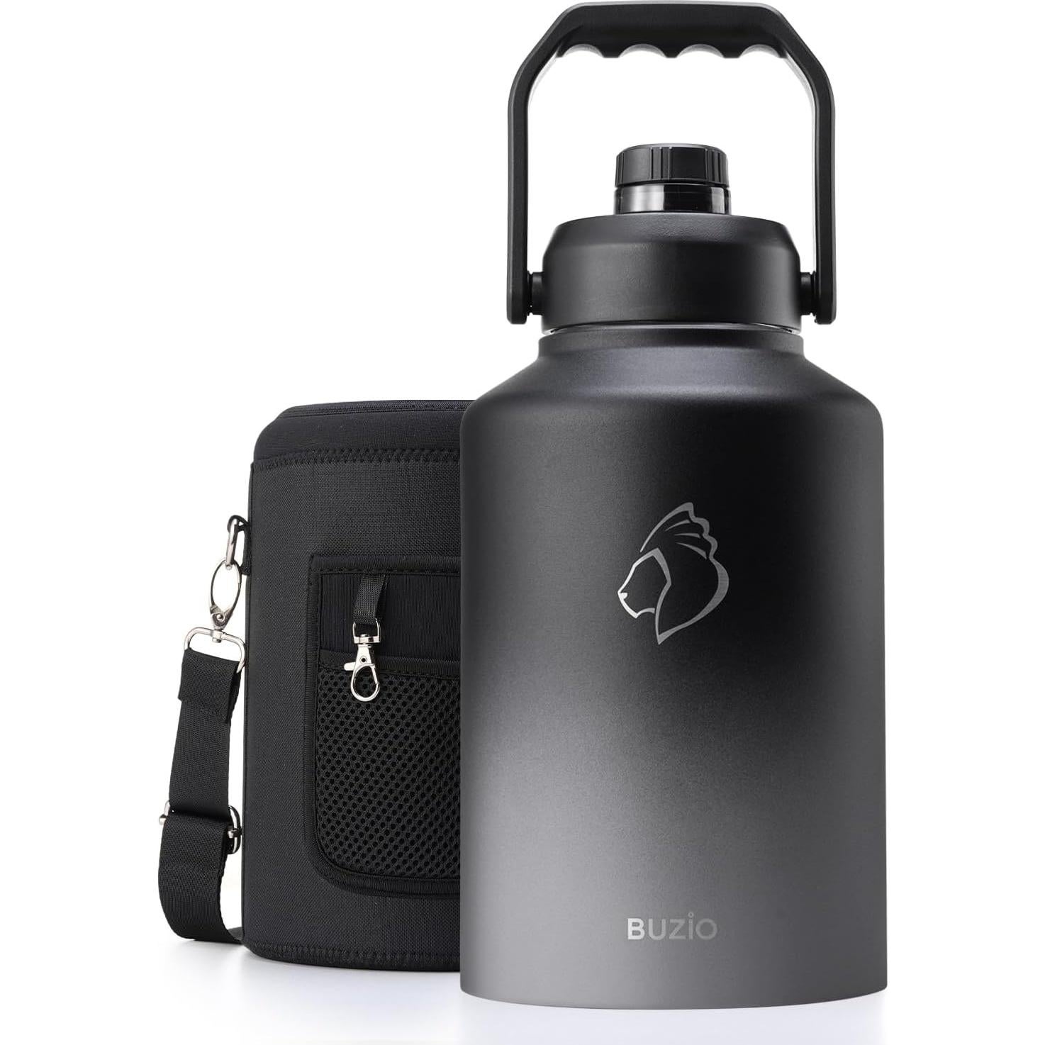 Botella de Agua BUZIO 128oz Aislada Acero Inoxidable Negro