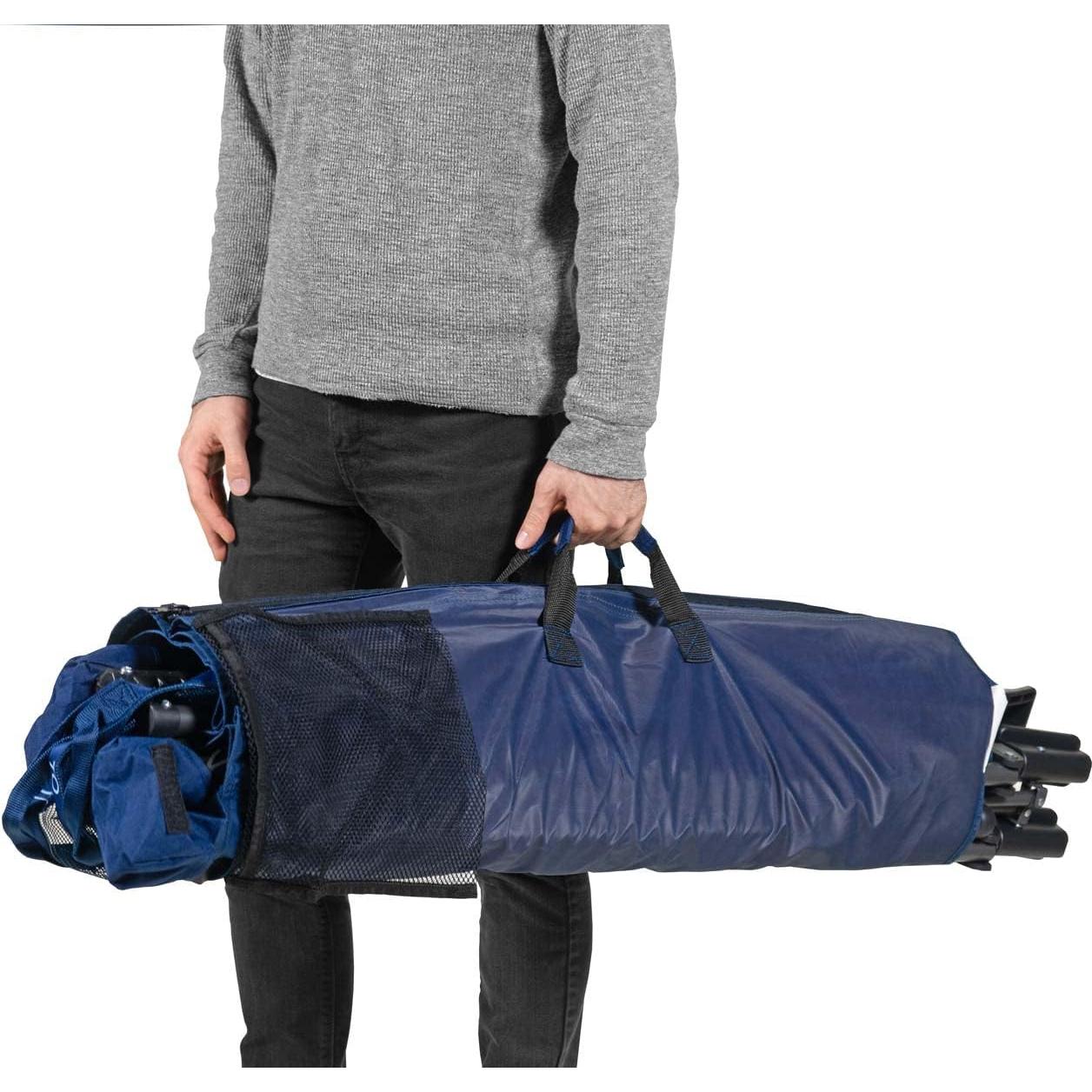 Zenithen Limited Outdoor Indoor Portable Foldable Metal Framed Lounge Hammock Furniture for Camping, Backyard, and Patio, Full Sized Hammock with Storage, Blue