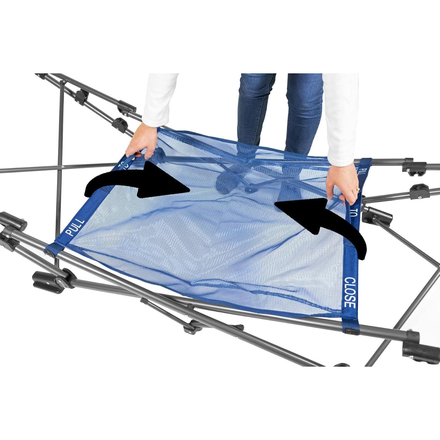 Zenithen Limited Outdoor Indoor Portable Foldable Metal Framed Lounge Hammock Furniture for Camping, Backyard, and Patio, Full Sized Hammock with Storage, Blue