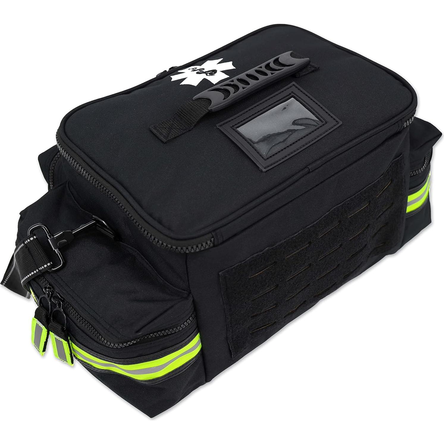 Lightning X Mid-Sized First Responder EMT Bag | LXMB25 | Fully Stocked w/ 248+ First Aid Supplies + Trauma Pak w/C.A.T. Tourniquet & QuikClot - Black