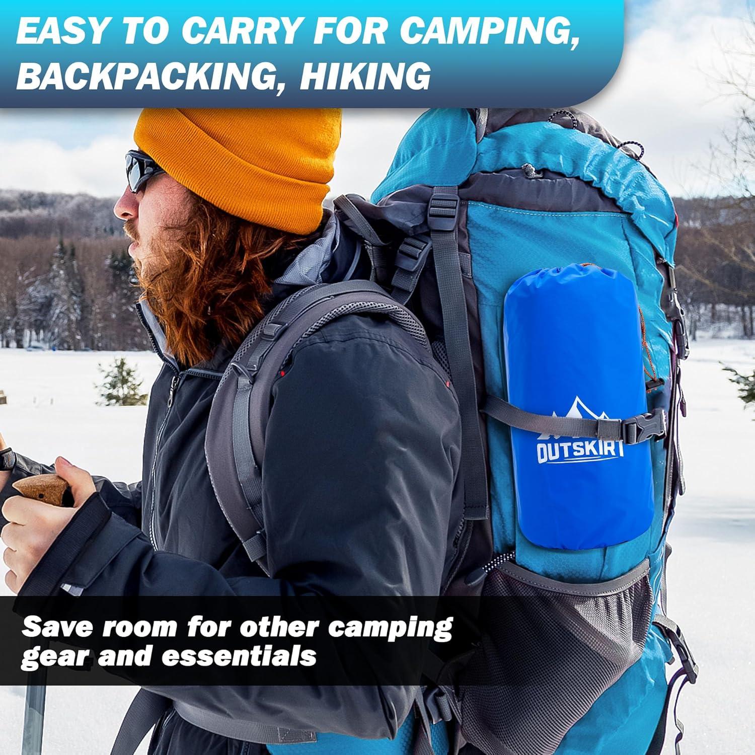 OUTSKIRT 4" Thickness Sleeping Pad with Built-in Foot Pump, Lightweight & Ultra-Comfort Camping Pads - Perfect for Camping, Hiking, Backpacking & Outdoor Adventures, Blue
