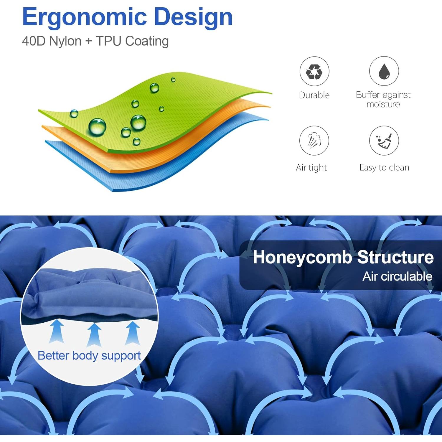 Almohadilla Inflable para Dormir Night Cat 195x65cm Azul