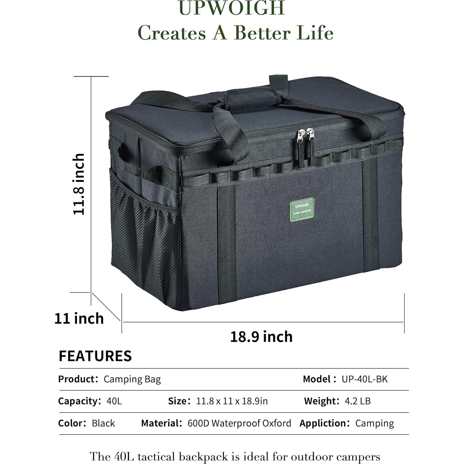 Bolsa de Almacenamiento Táctica UPWOIGH 40L Impermeable Negra