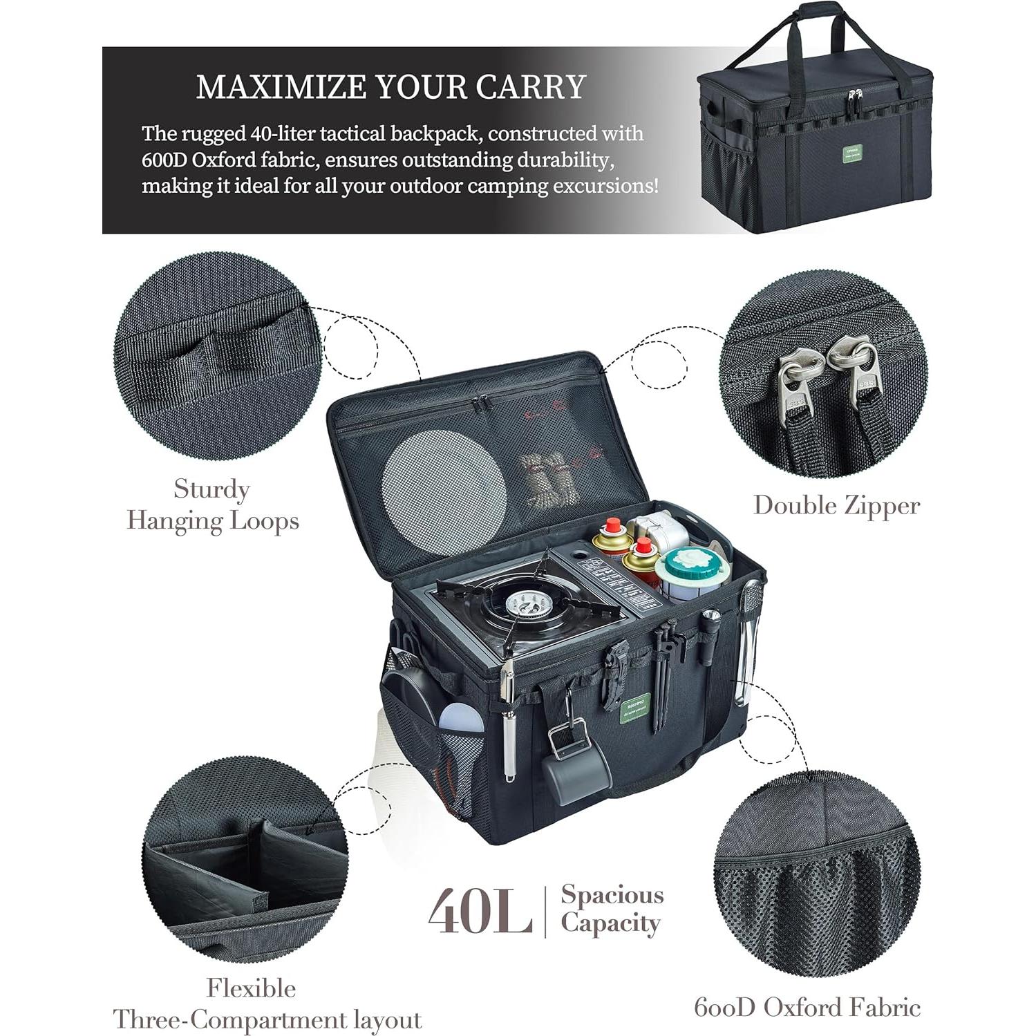 Bolsa de Almacenamiento Táctica UPWOIGH 40L Impermeable Negra