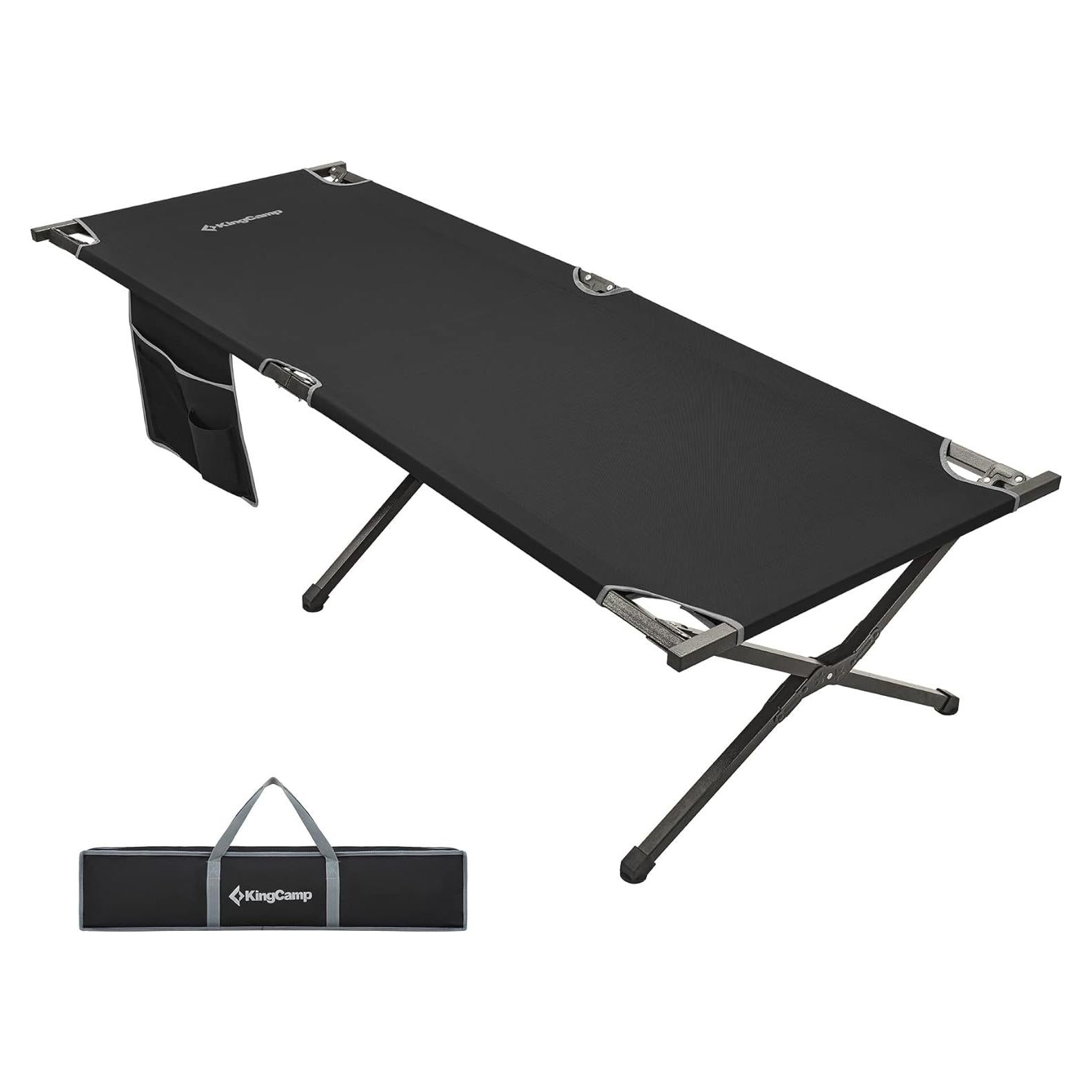 Cama de Camping Plegable KingCamp 205x76 cm Resistente Negro