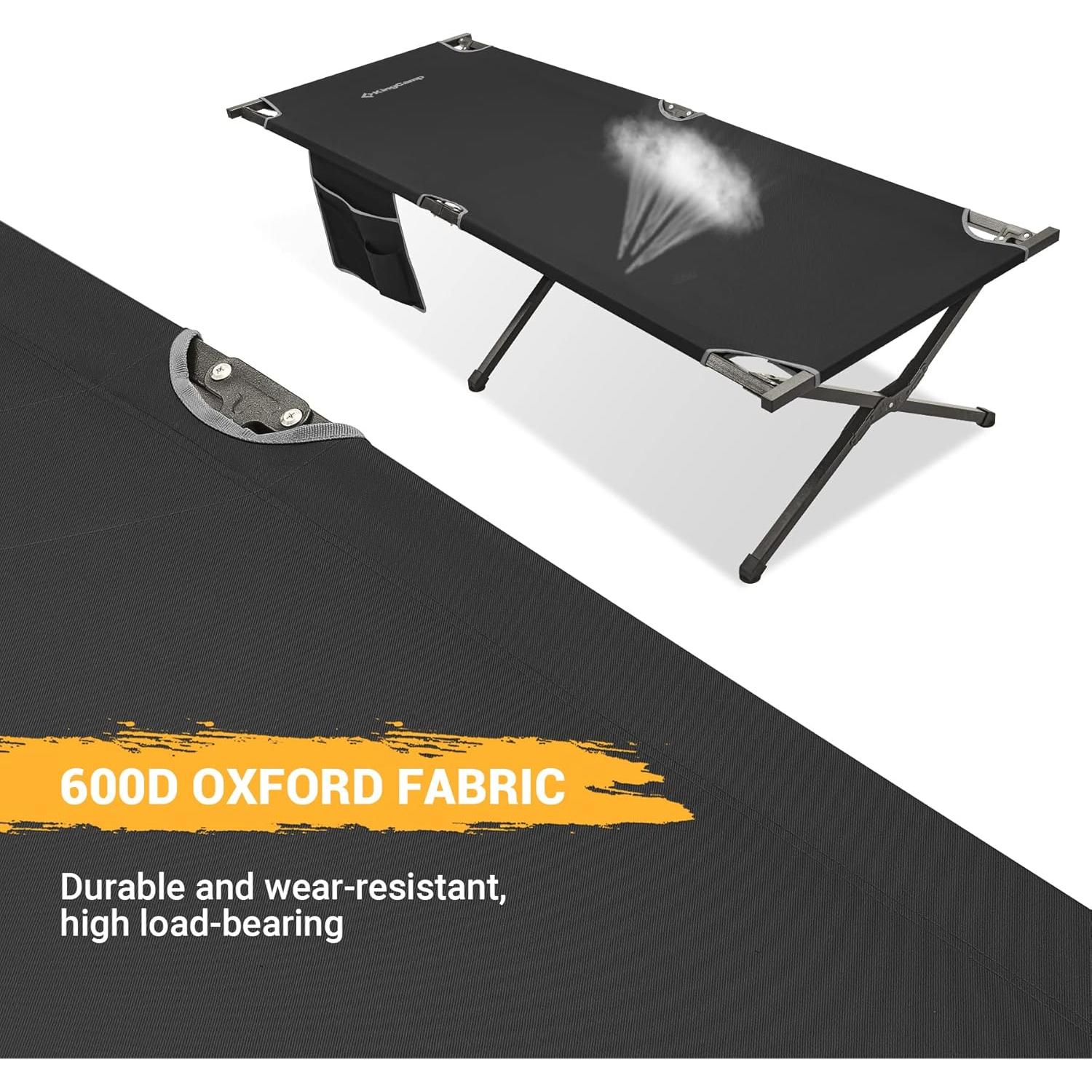 Cama de Camping Plegable KingCamp 205x76 cm Resistente Negro