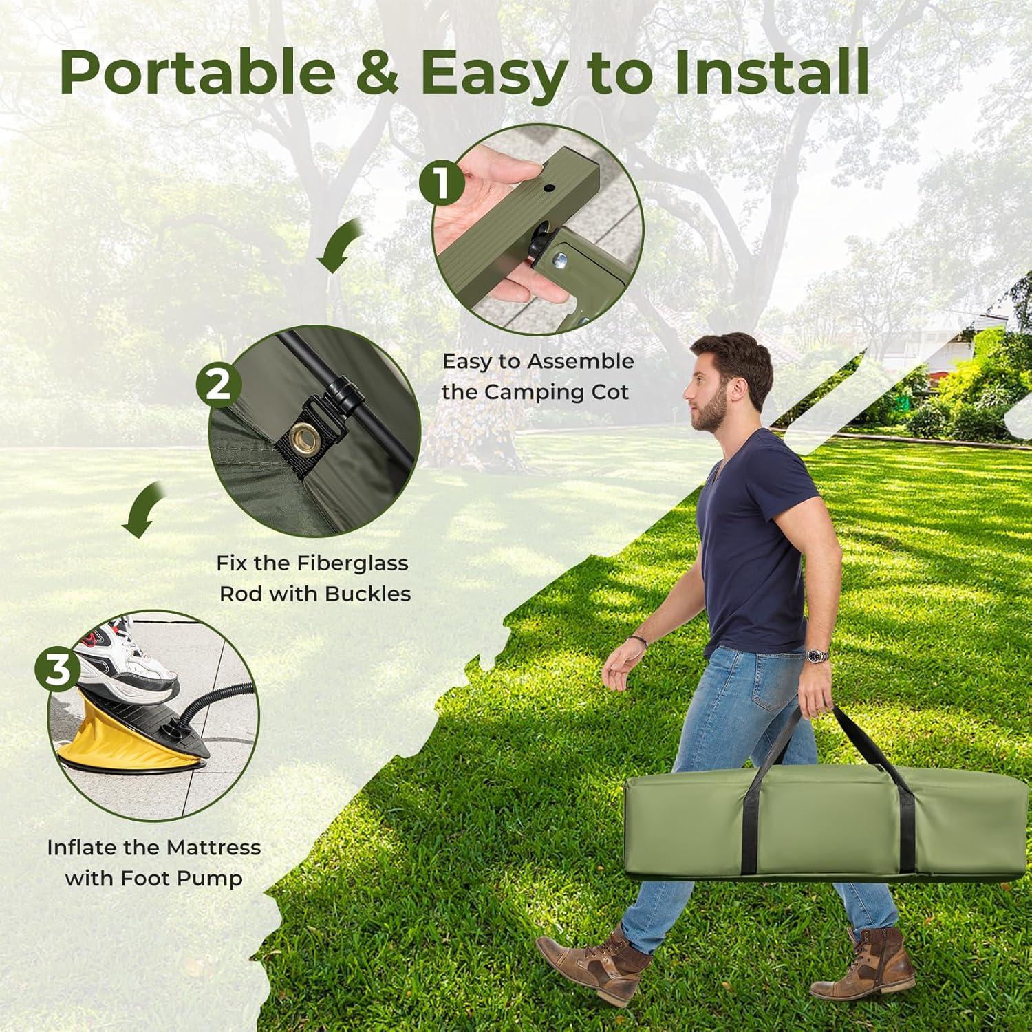 Cama de Camping Plegable GYMAX 5 en 1 con Tienda y Colchón