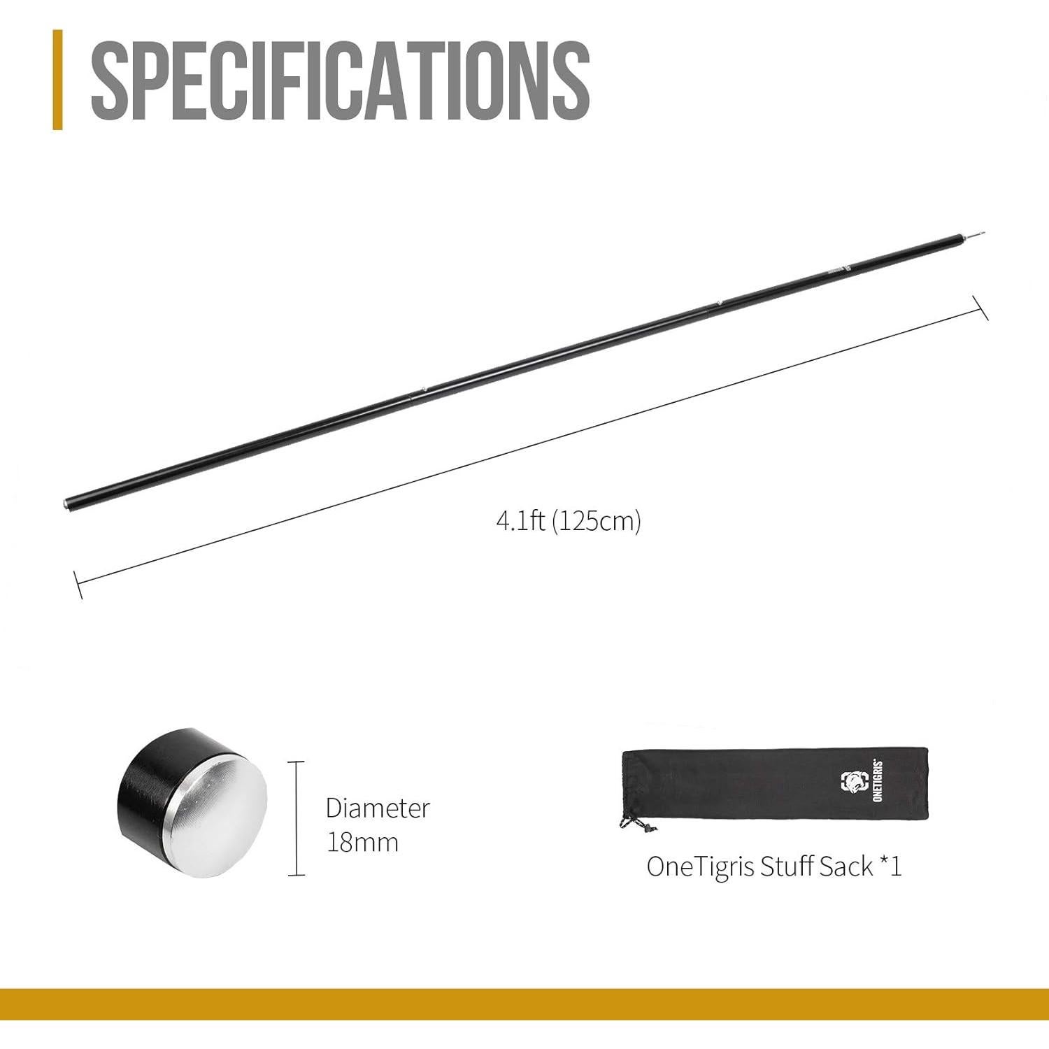 Postes de tienda ajustables OneTigris 2pc Aluminio 7075