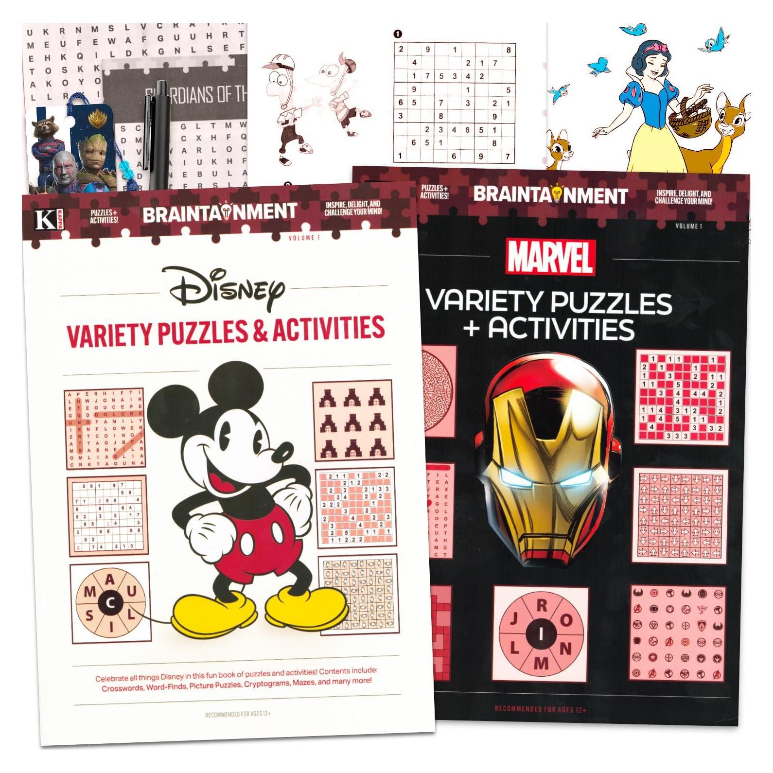 Paquete de 2 Libros de Puzzles Disney y Marvel para Adultos