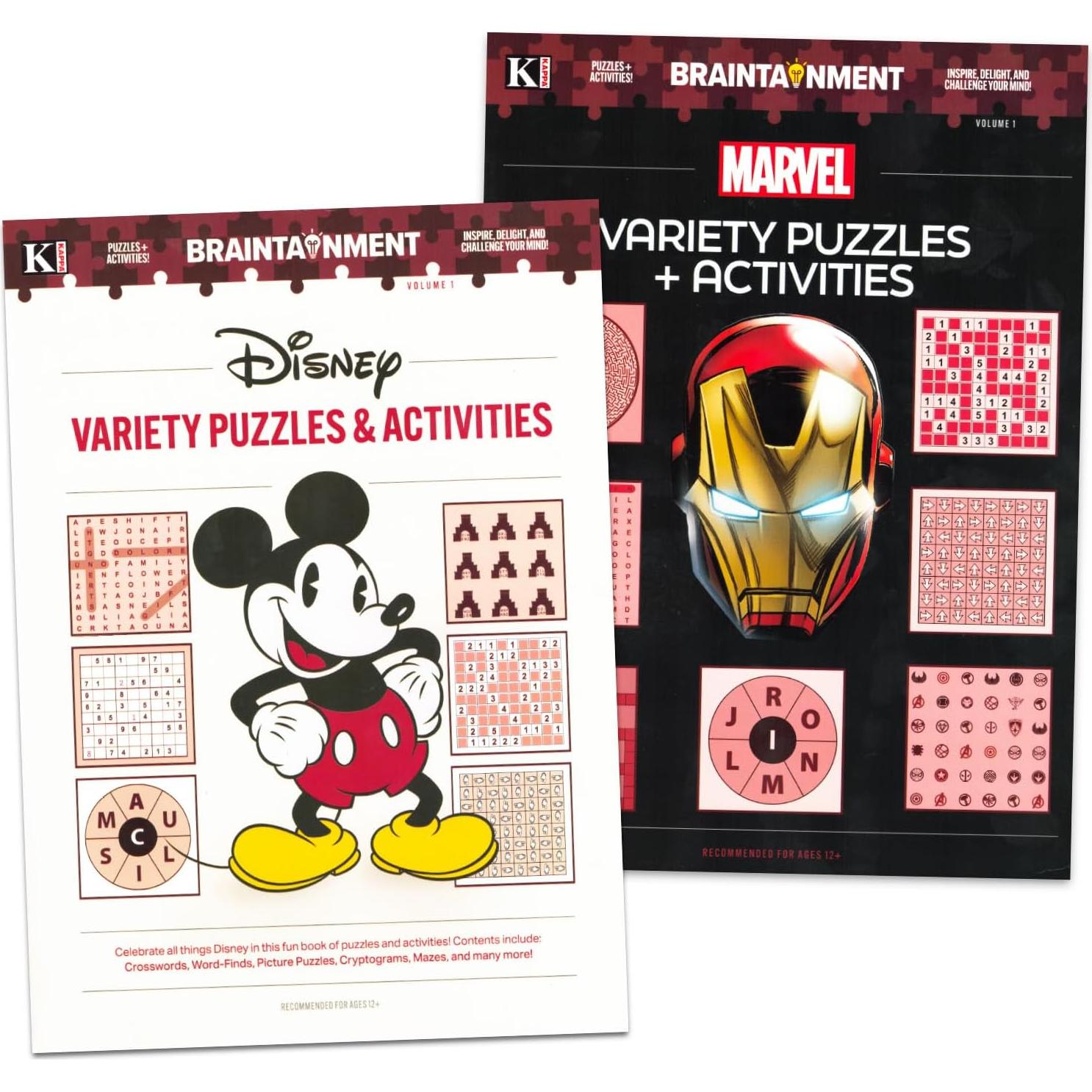 Paquete de 2 Libros de Puzzles Disney y Marvel para Adultos