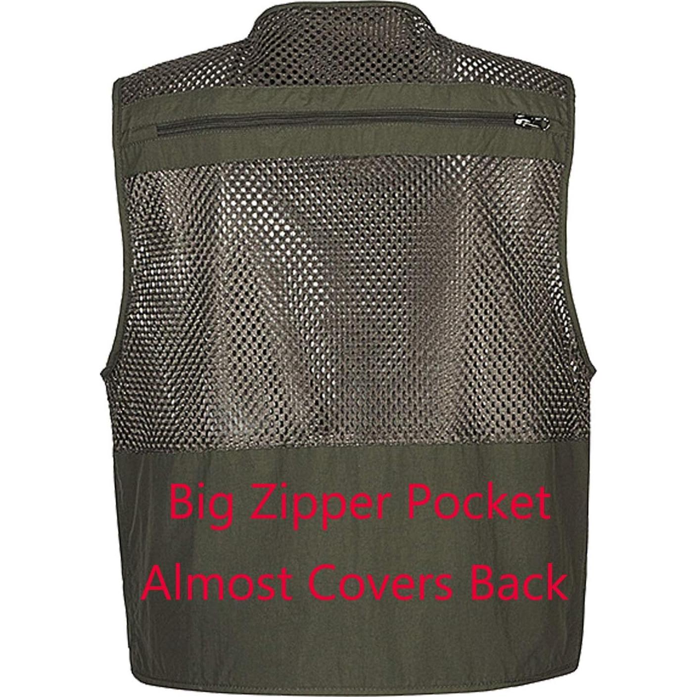 Chaleco de Pesca Flygo para Hombre 16 Bolsillos Verde Ejercito