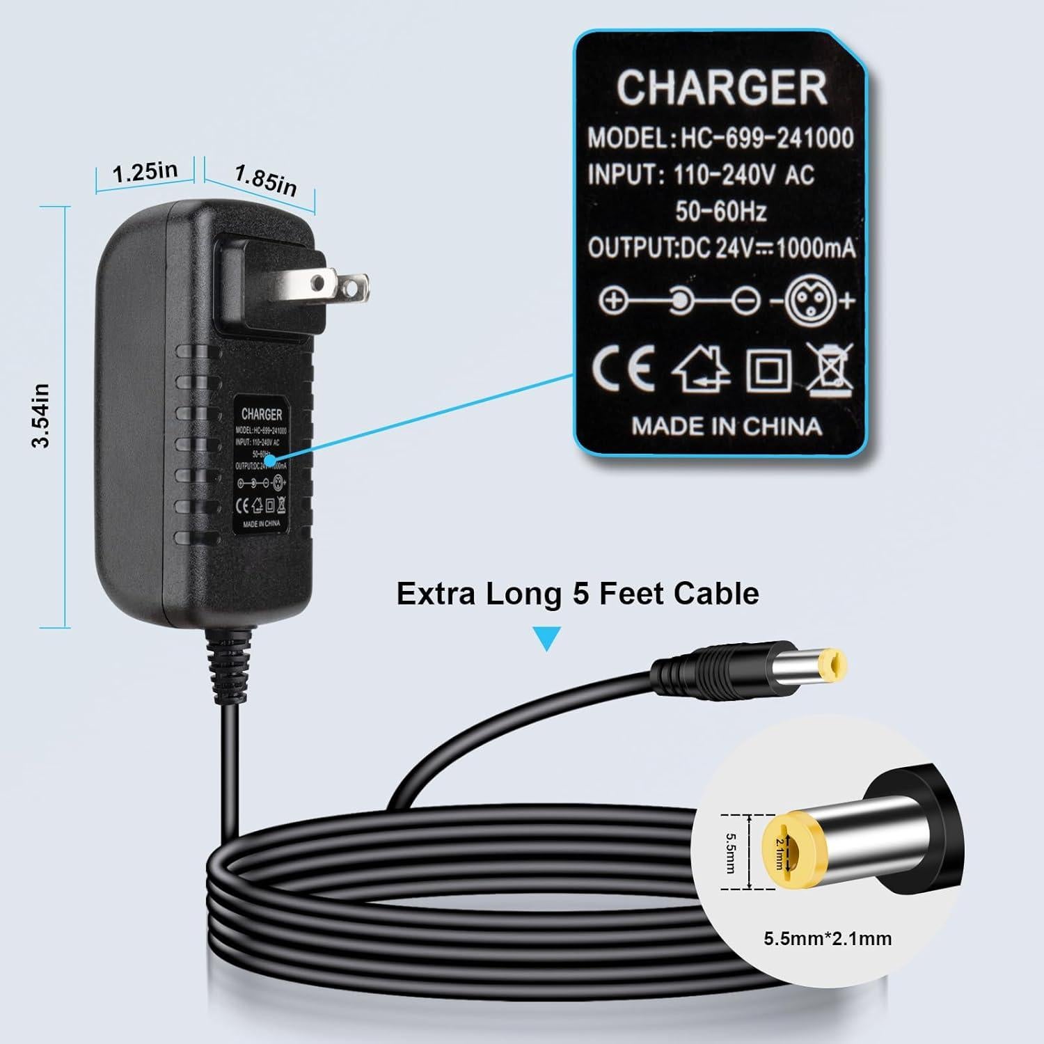 Cargador de Batería 24V Cilehall para Coches Eléctricos Niños