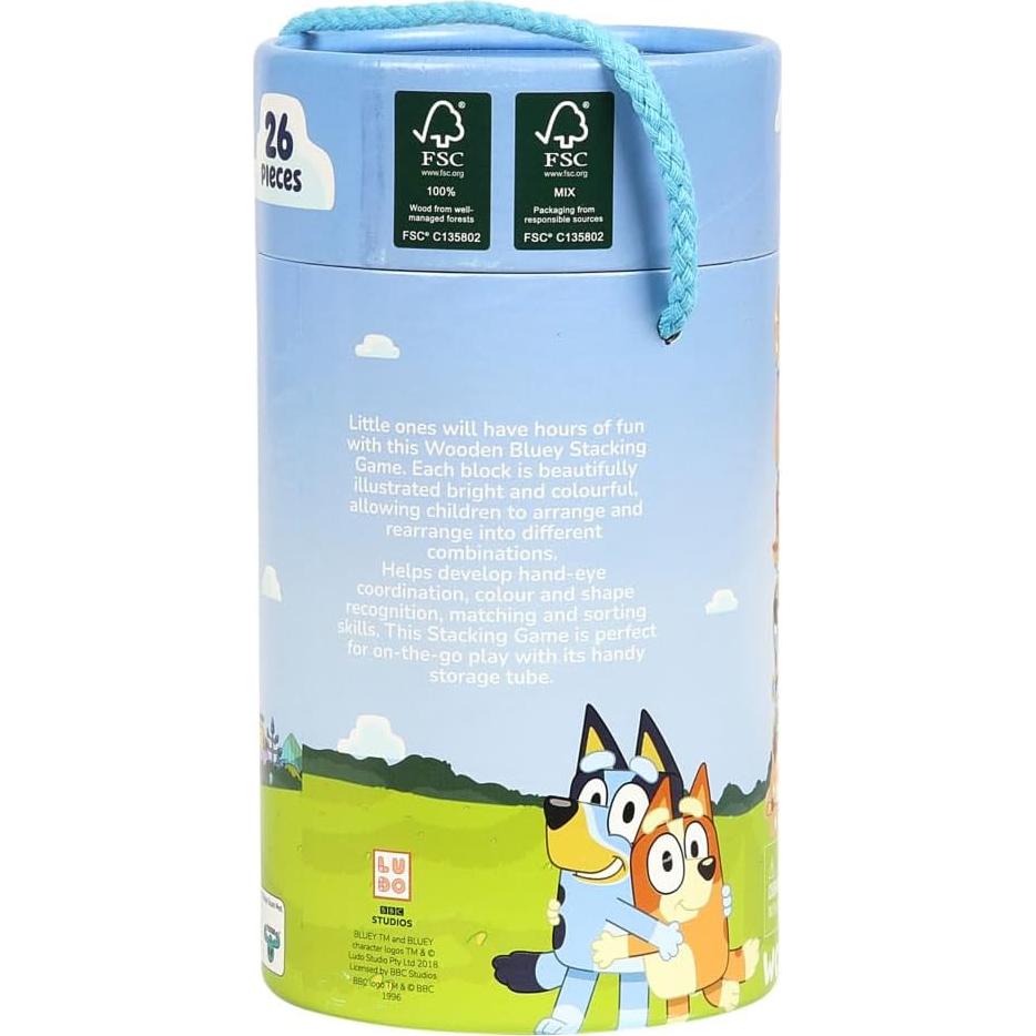Juego de Apilamiento de Madera Bluey - 25 Piezas para Niños 3+