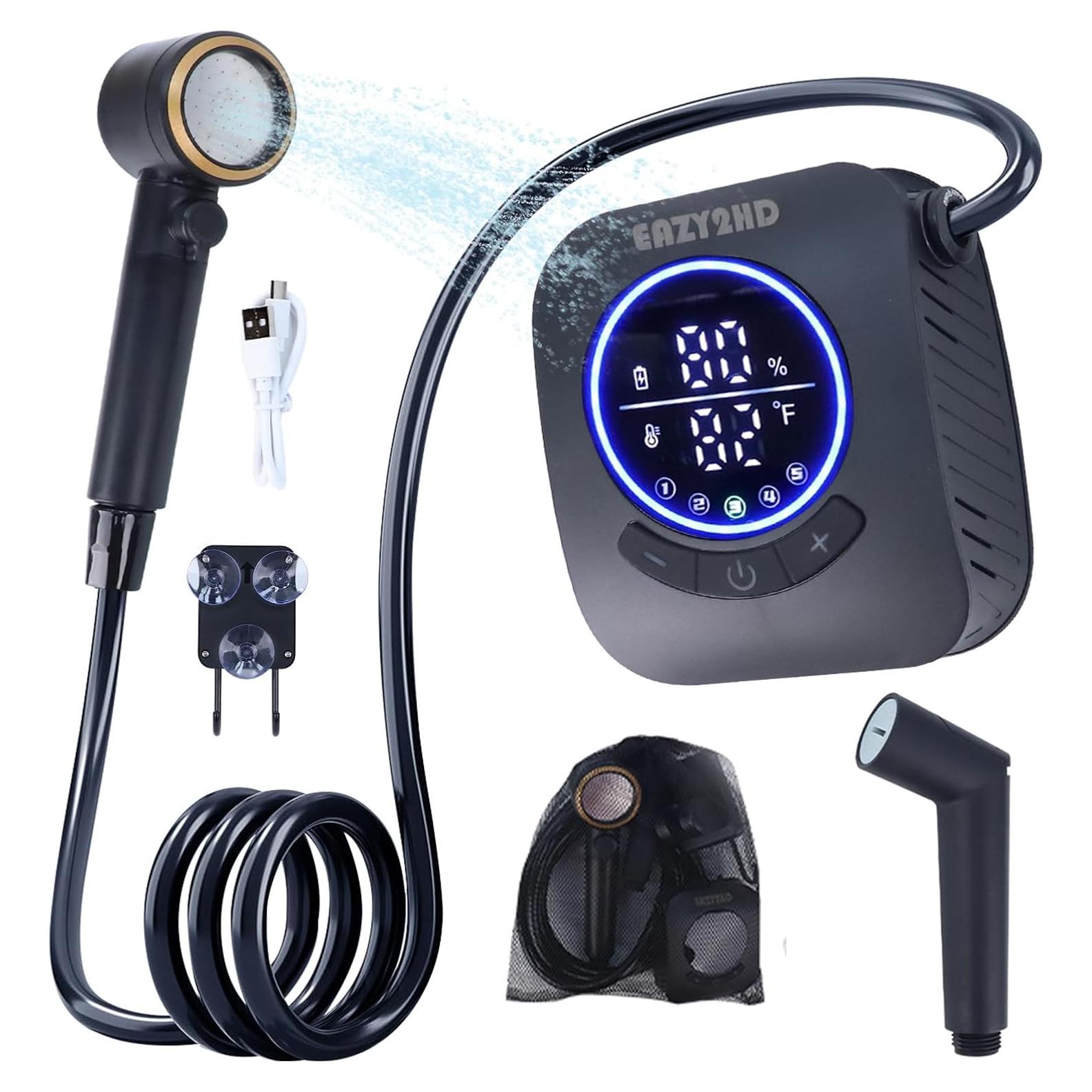 Ducha Portátil Eazy2hD 8000mAh IPX8 4 Modos Camping