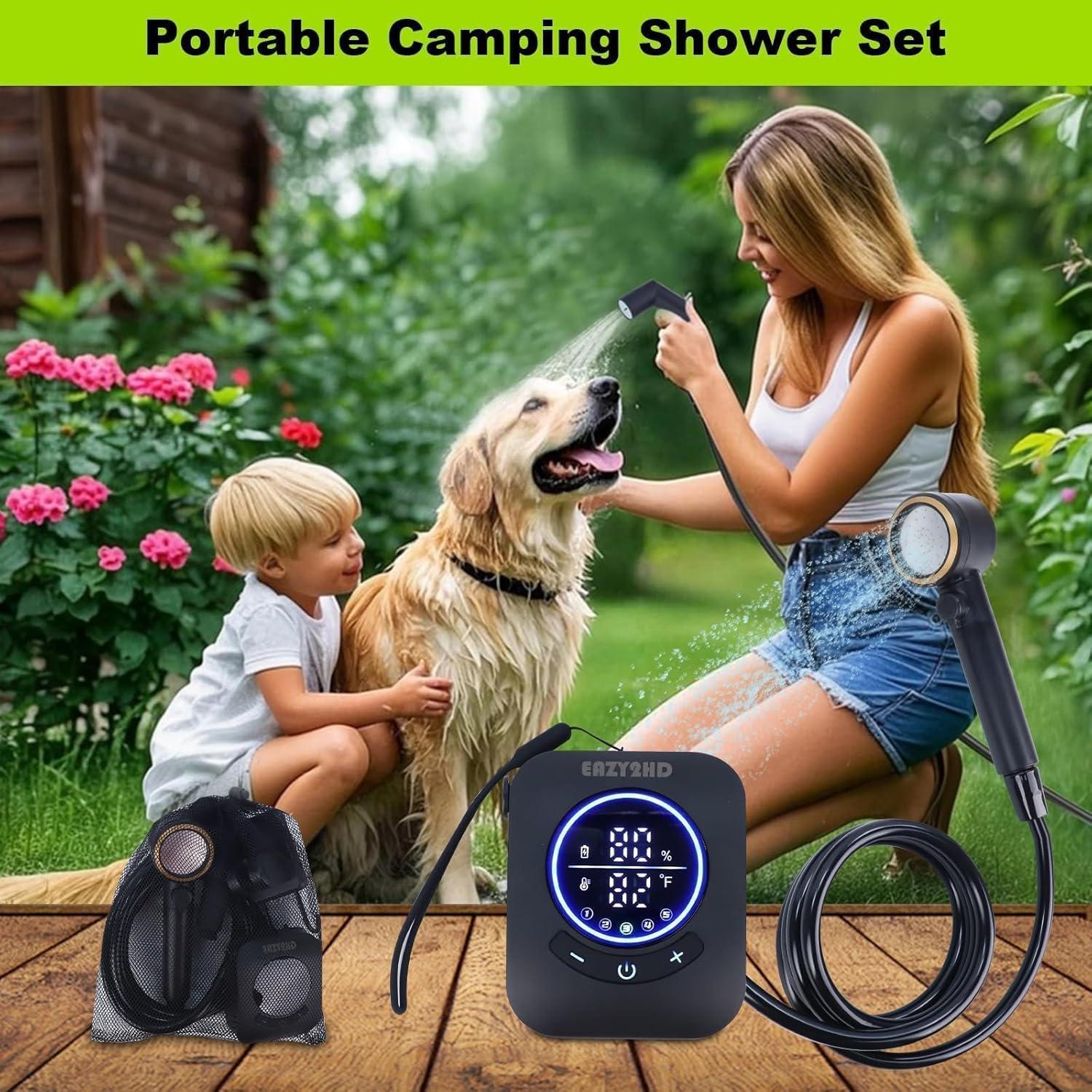 Ducha Portátil Eazy2hD 8000mAh IPX8 4 Modos Camping