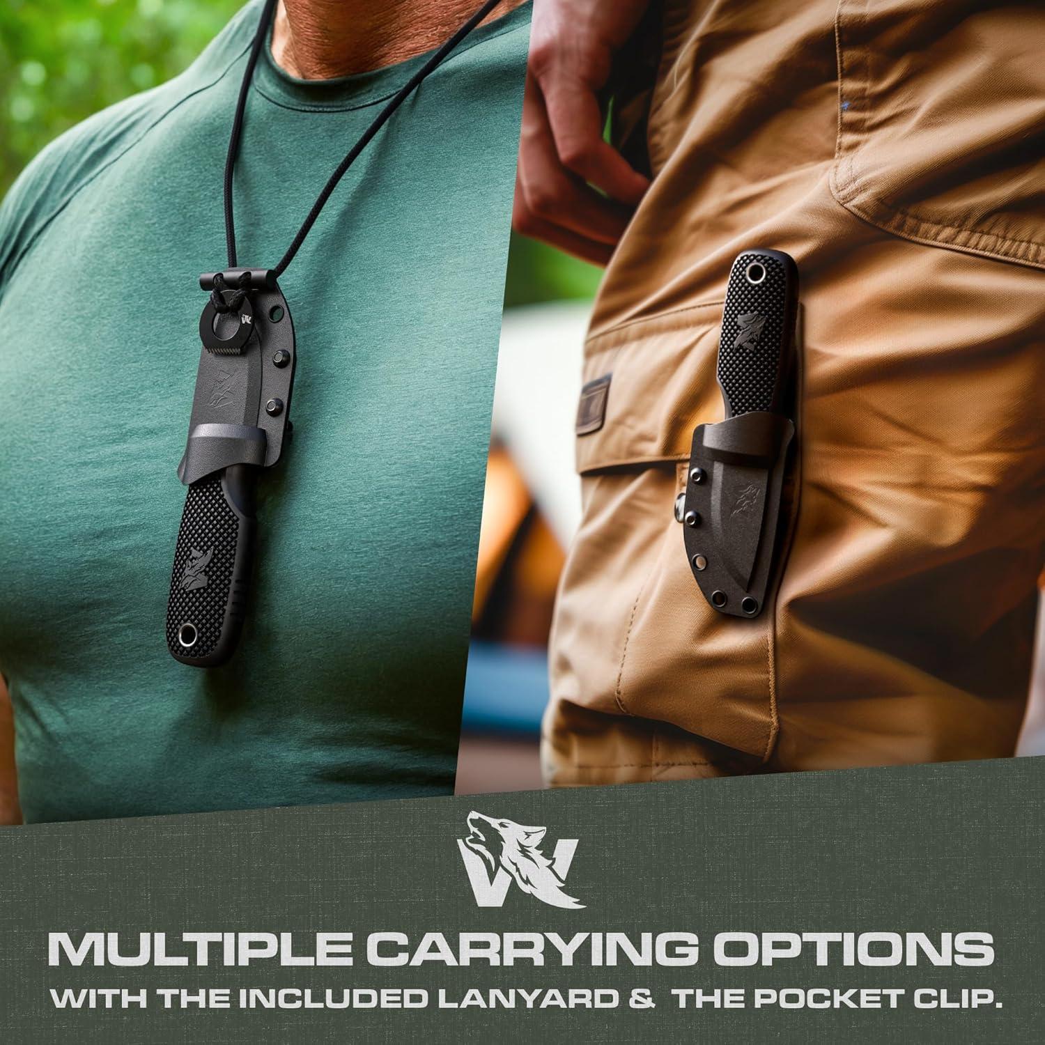 Cuchillo de Cuello EDC Odenwolf W-MINI 2 con Funda y Collar