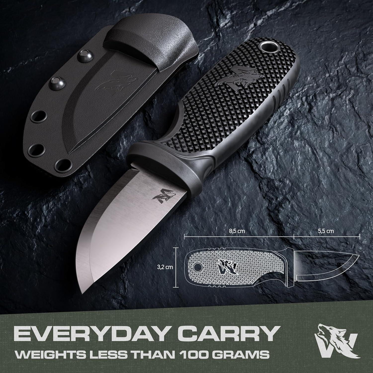 Cuchillo de Cuello EDC Odenwolf W-MINI 2 con Funda y Collar