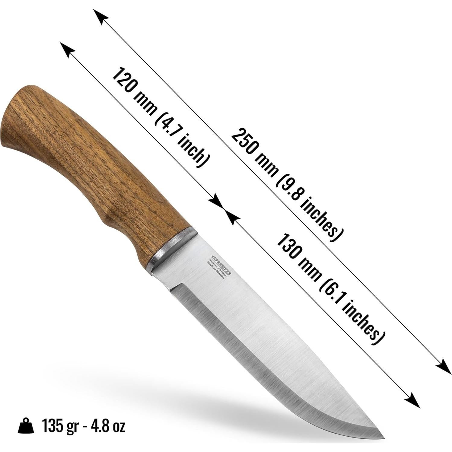 Cuchillo de Campamento BPS BK06 con Funda de Cuero 25cm