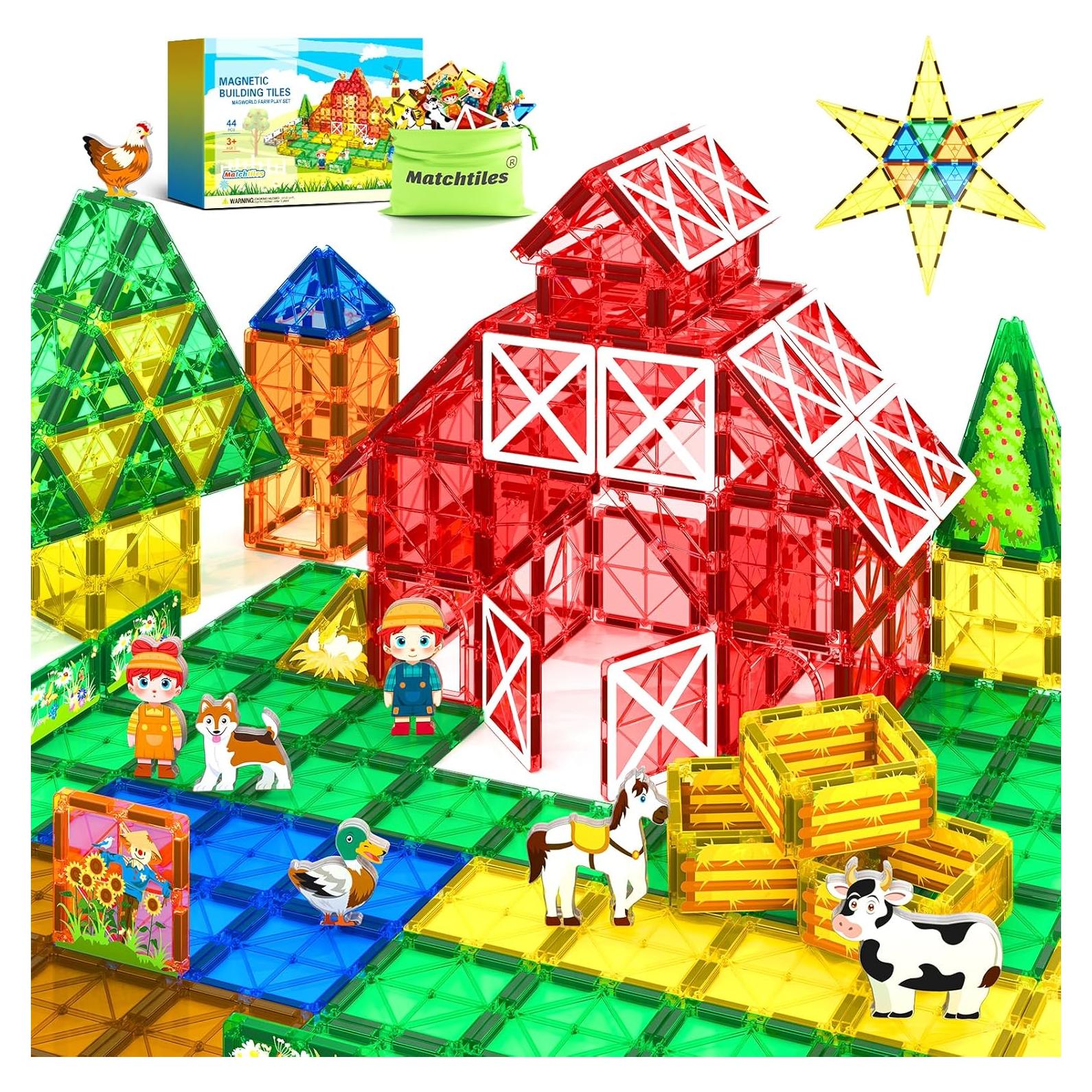 Juguete Magnético de Azulejos Matchtiles 44 Piezas Animales