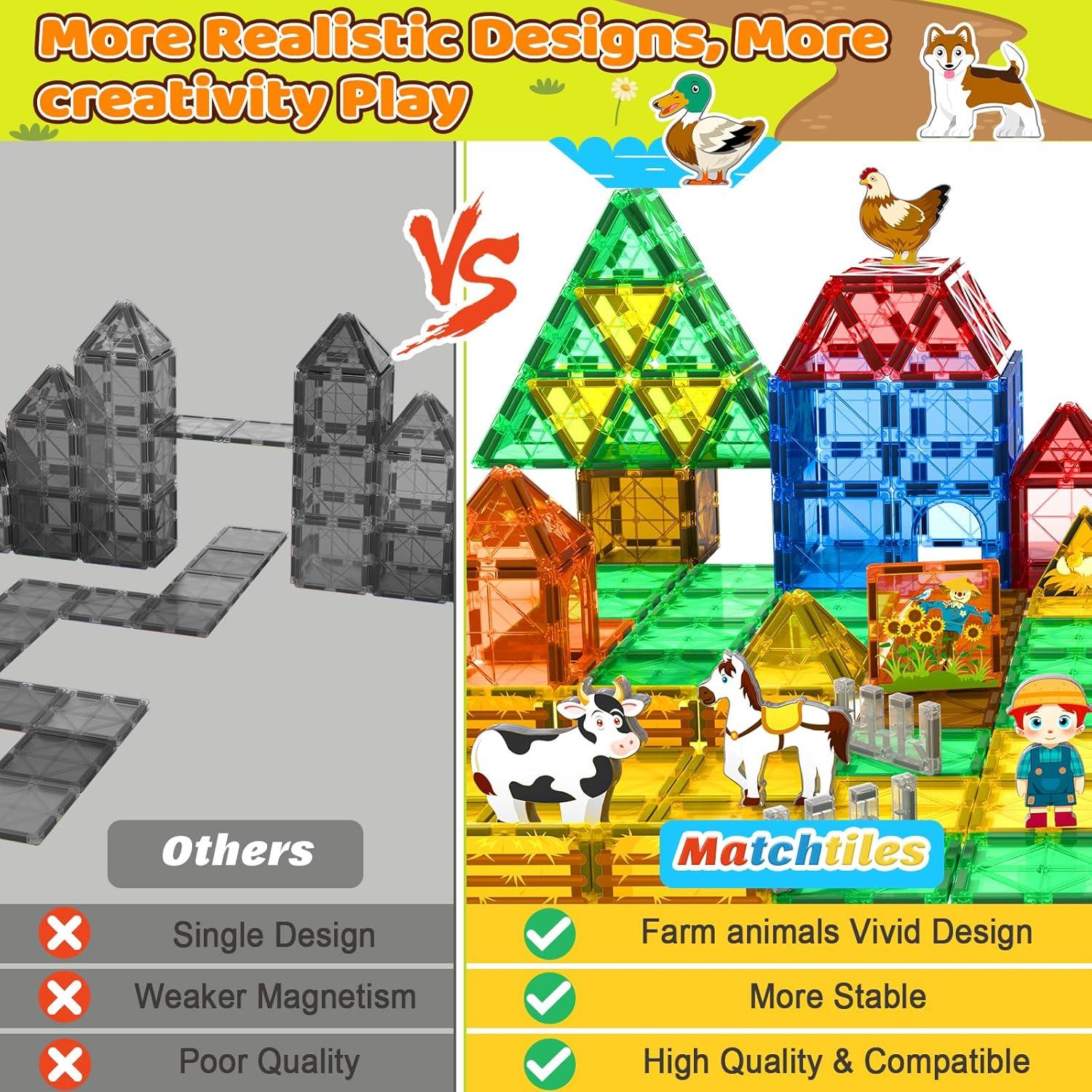 Juguete Magnético de Azulejos Matchtiles 44 Piezas Animales