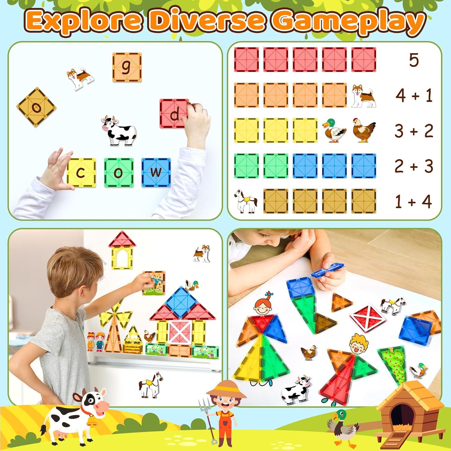 Juguete Magnético de Azulejos Matchtiles 44 Piezas Animales