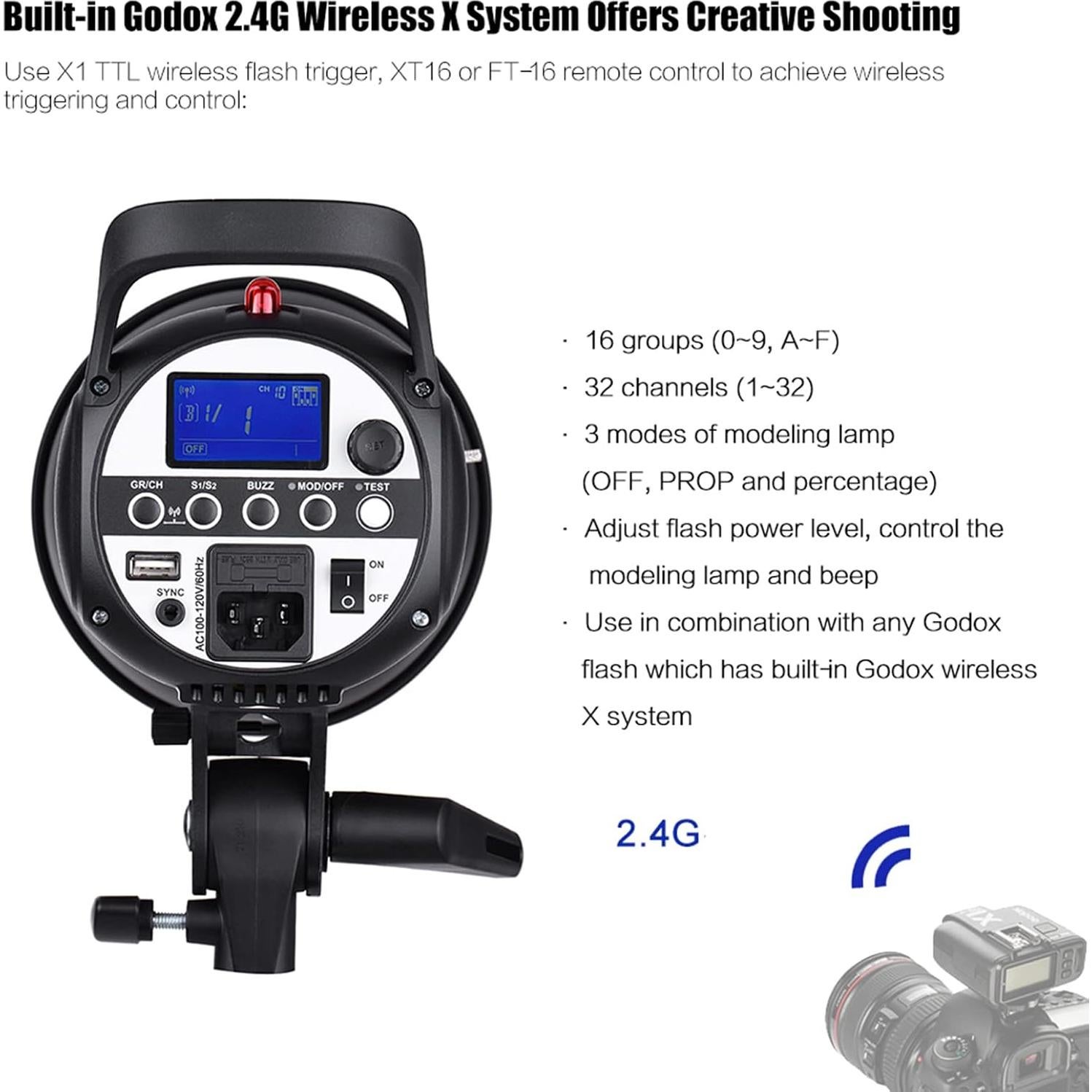 Godox SK300II-V Flash de Estudio 300Ws con LED Bowens