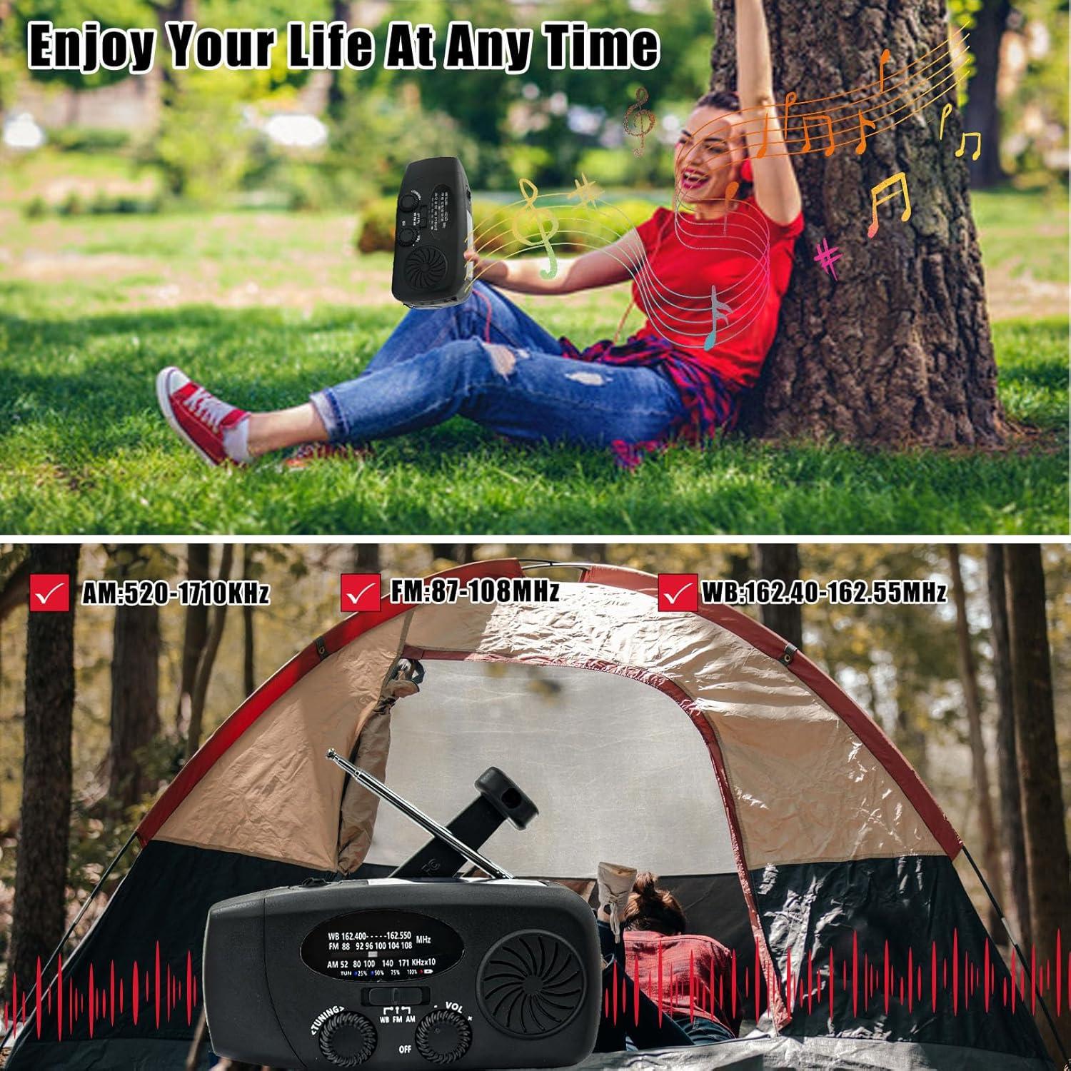 Radio de Emergencia Solar Manivela 2000mAh Rumenglai Naranja