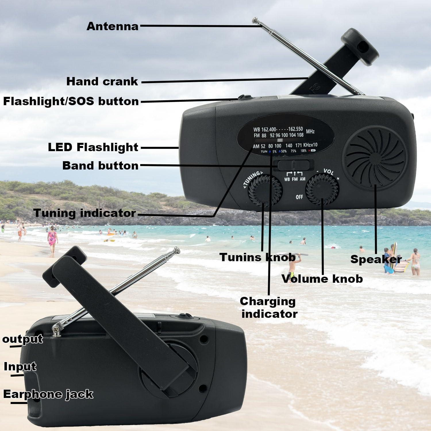Radio de Emergencia Solar Manivela 2000mAh Rumenglai Naranja