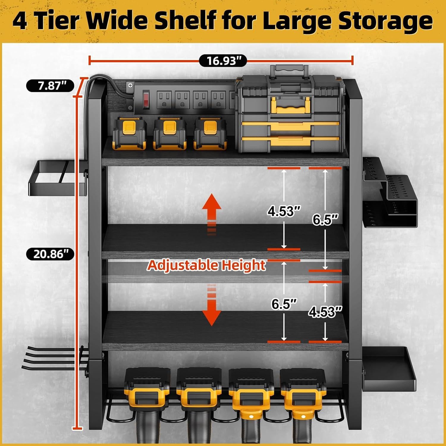 Organizador de Herramientas Kalrin Montado en Pared 4 Niveles