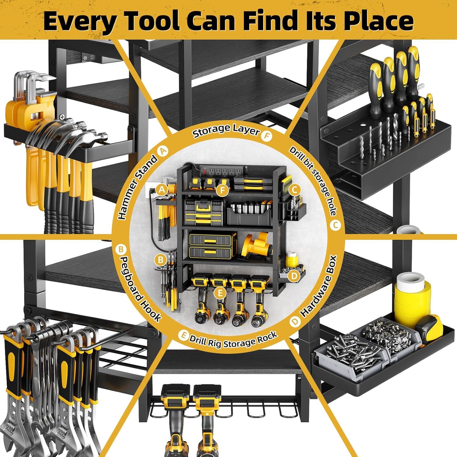 Organizador de Herramientas Kalrin Montado en Pared 4 Niveles