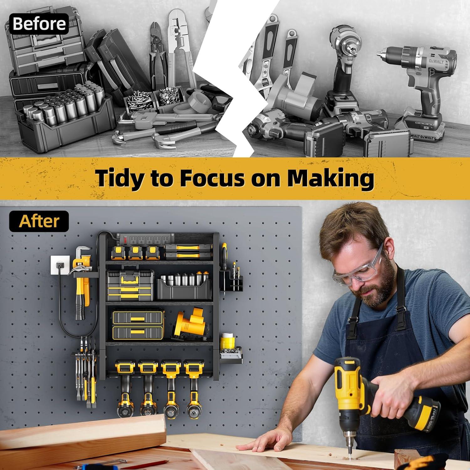 Organizador de Herramientas Kalrin Montado en Pared 4 Niveles