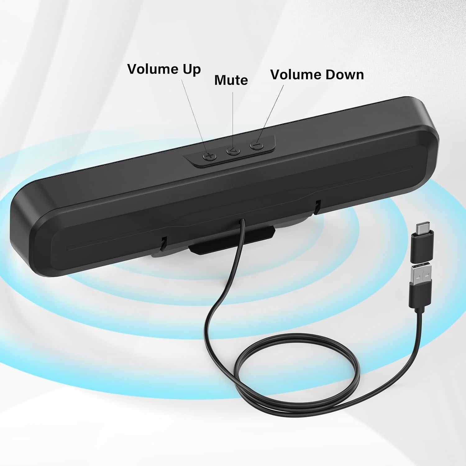 Altavoces de computadora OGUPGX EL024 USB-C con clip para monitor