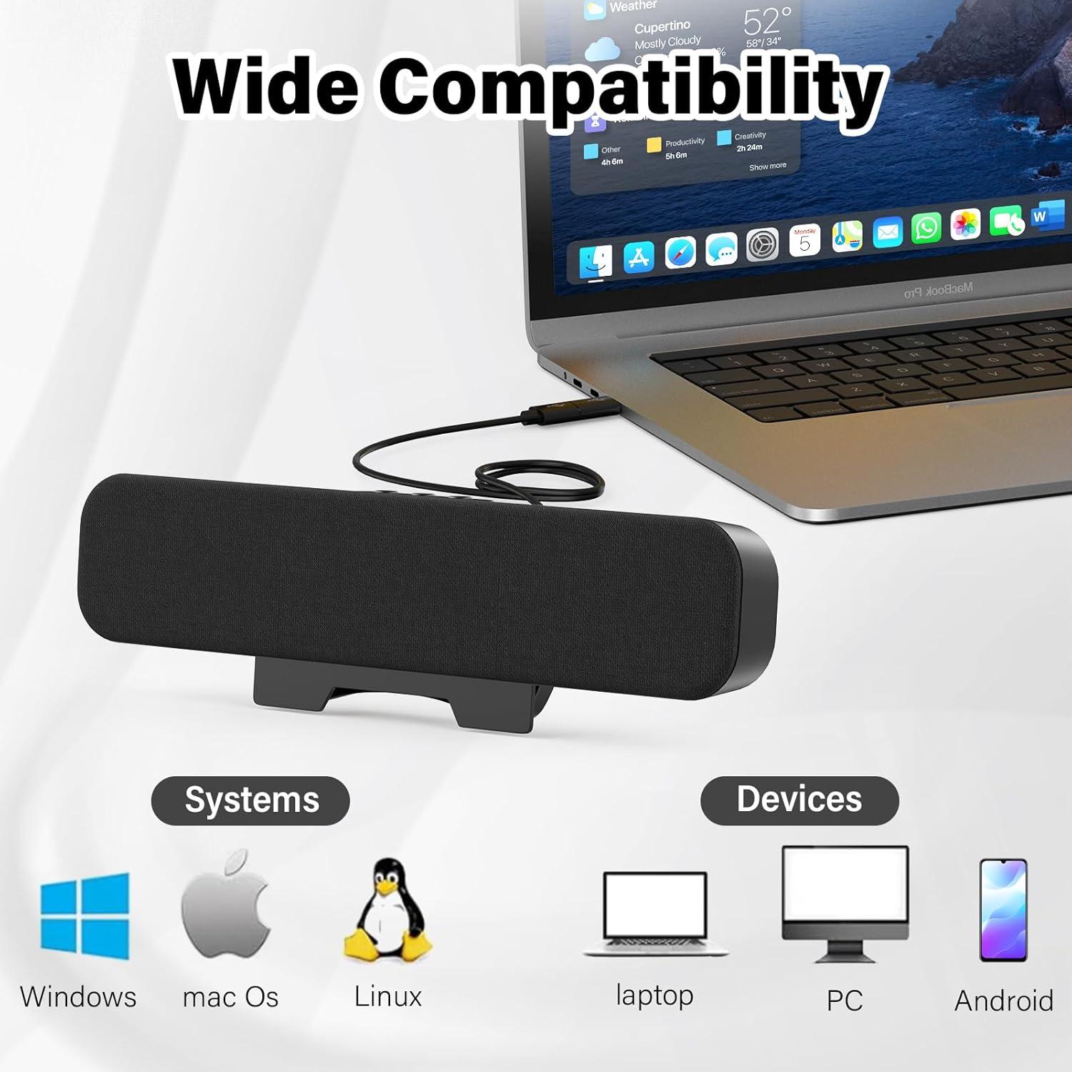 Altavoces de computadora OGUPGX EL024 USB-C con clip para monitor