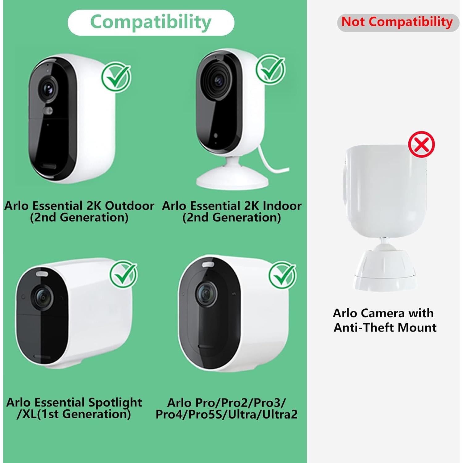 Soporte Ajustable para Cámara Arlo Essential 2K y Pro - Negro