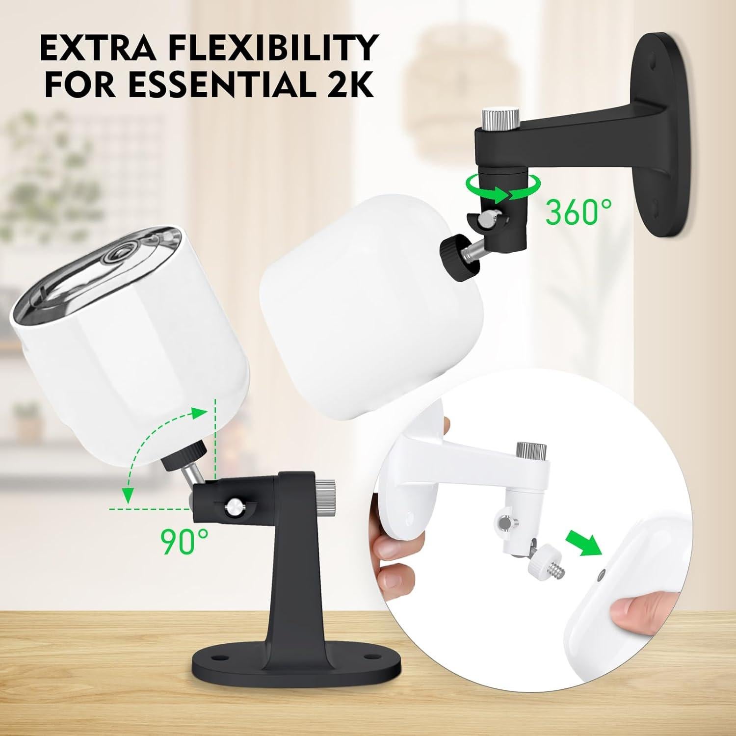 Soporte Ajustable para Cámara Arlo Essential 2K y Pro - Negro