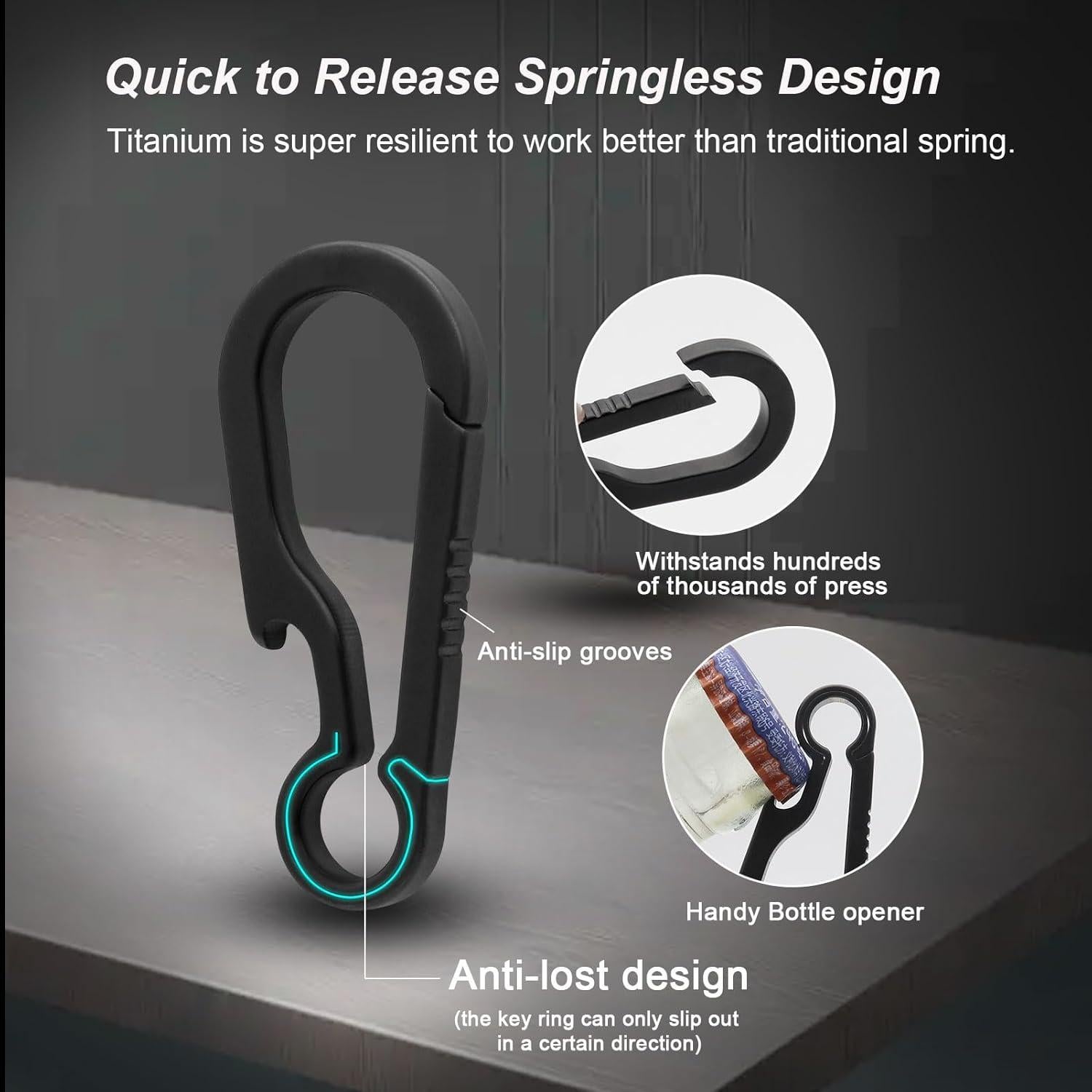 Llavero de Carabina de Titanio PJYTAC TKC02B Negro 5.08 cm