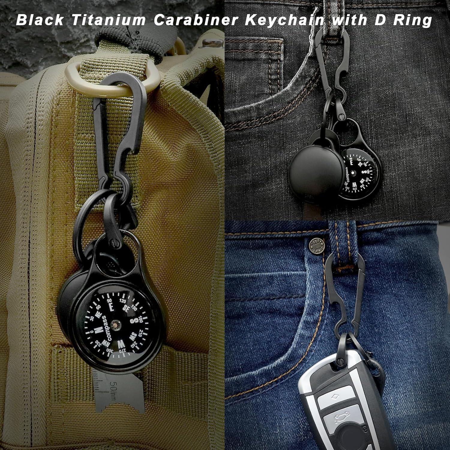 Llavero de Carabina de Titanio PJYTAC TKC02B Negro 5.08 cm