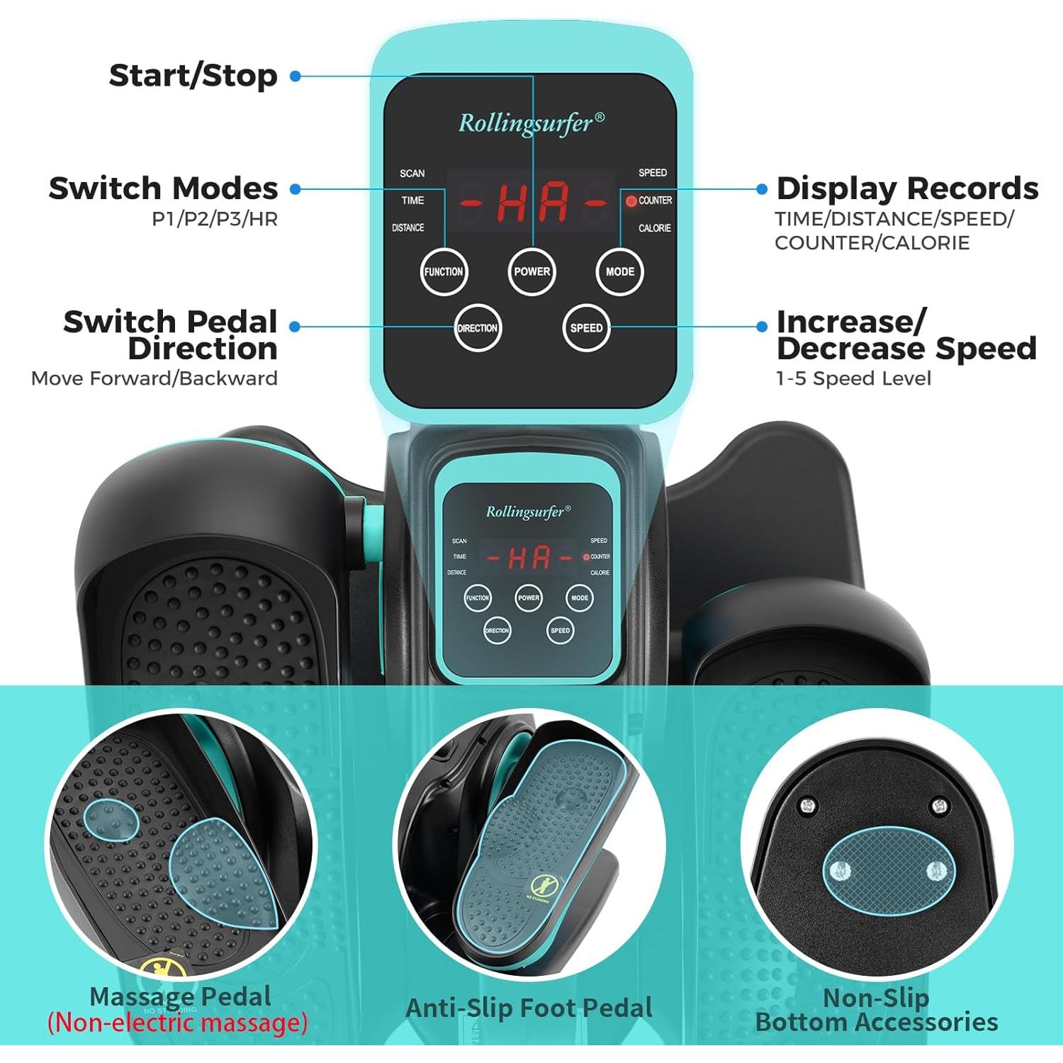 Máquina Elíptica de Escritorio Rollingsurfer EM-02 Verde, Compacta y Portátil