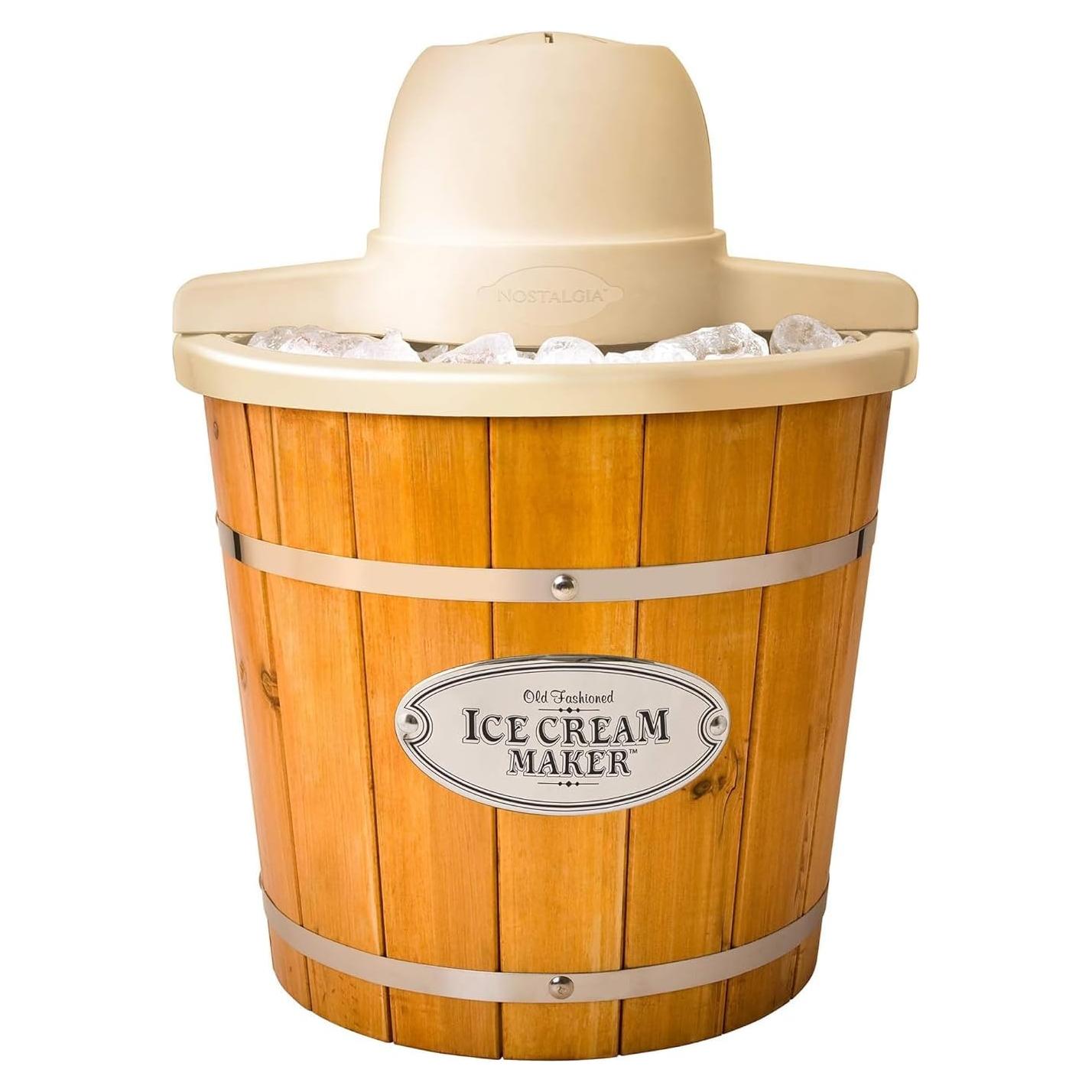 Máquina de Hielo Nostalgia 4 Cuartos Madera Clara Eléctrica