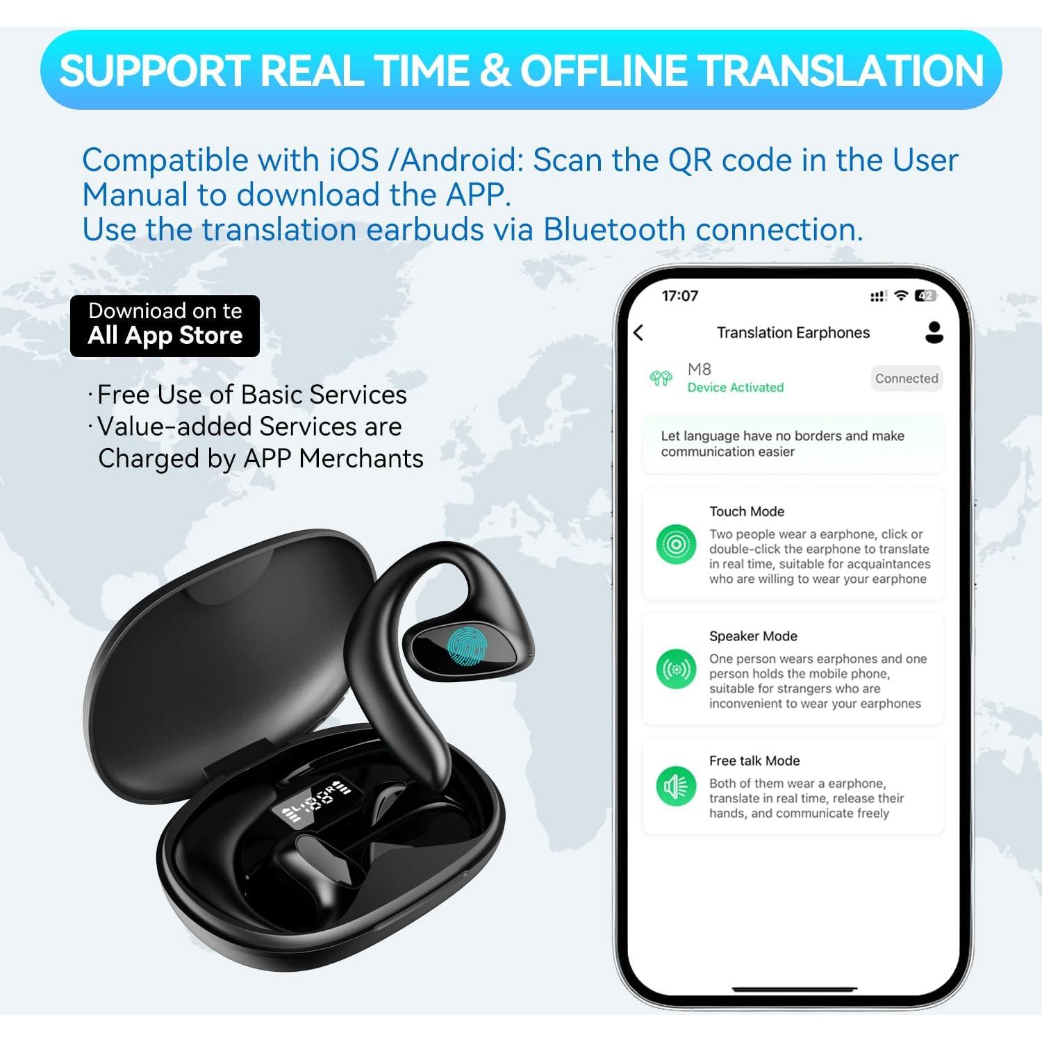 Auriculares de Traducción AI Inalámbricos BYDETATA - Negro