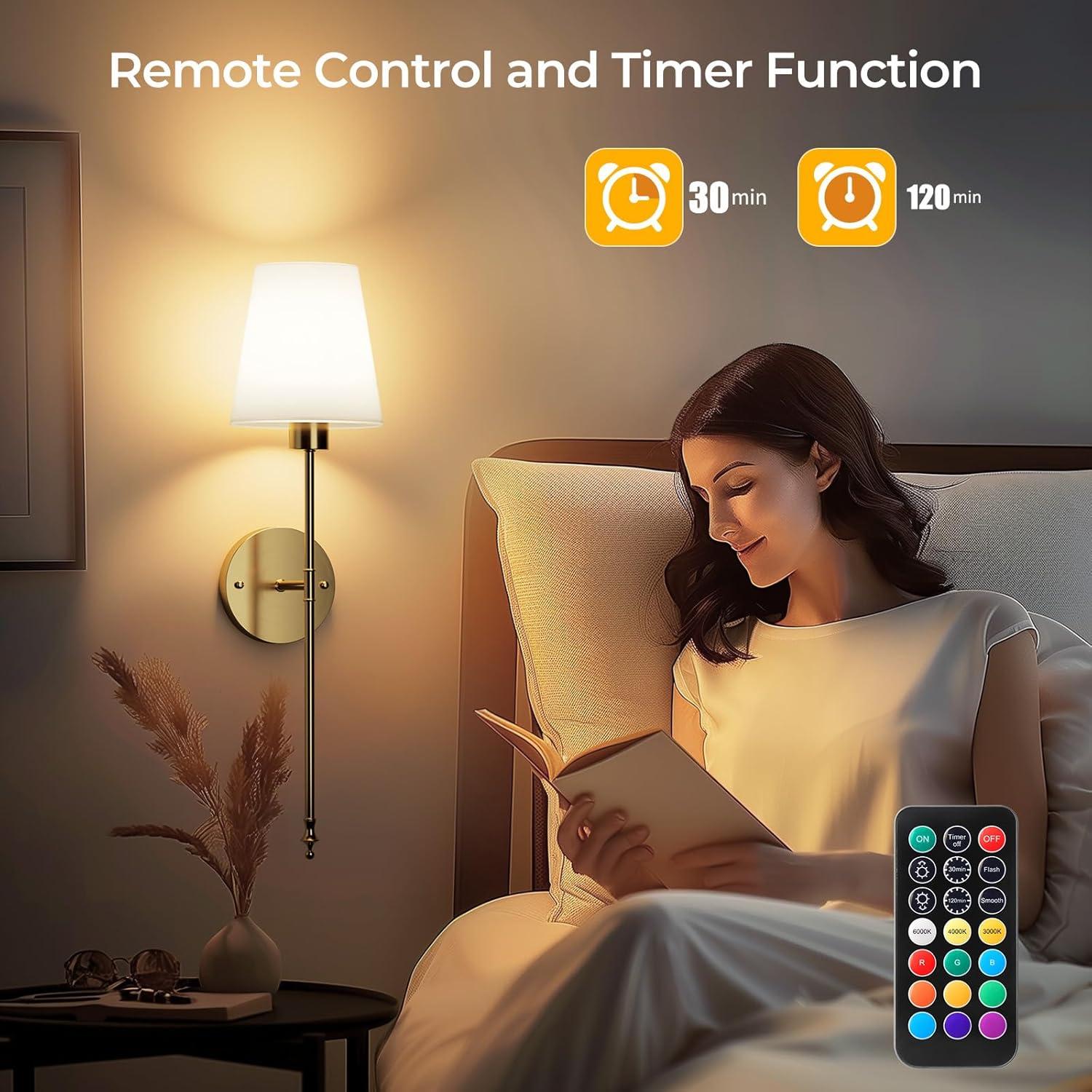 Juego de 2 Apliques de Pared Inalámbricos Brightown Dorado