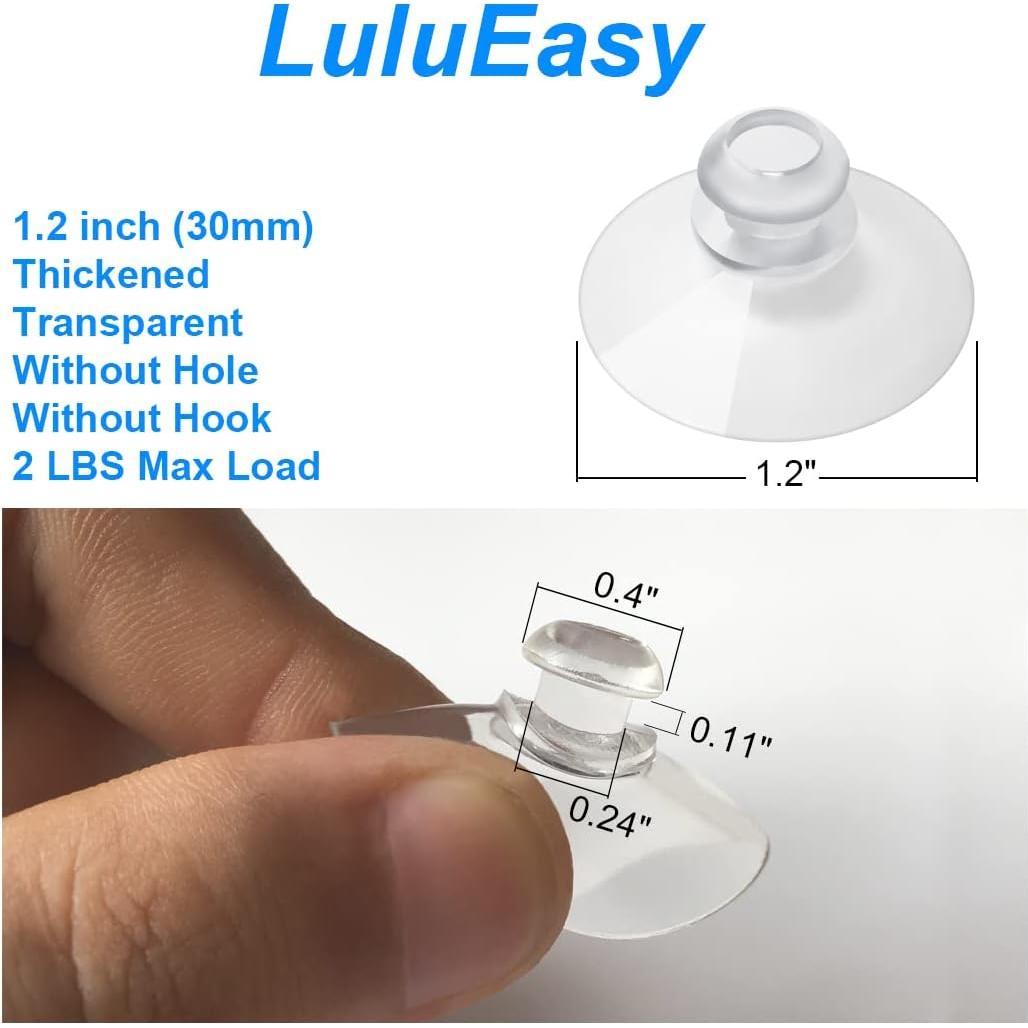 12 Ventosas Transparentes 30 mm LuluEasy para Vidrio y Azulejo