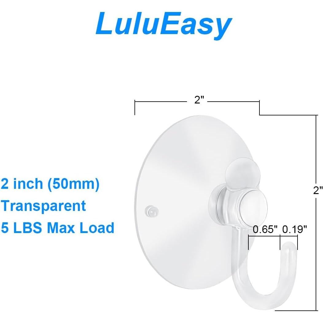 12 Ventosas Transparentes de Plástico LuluEasy 50mm para Pared