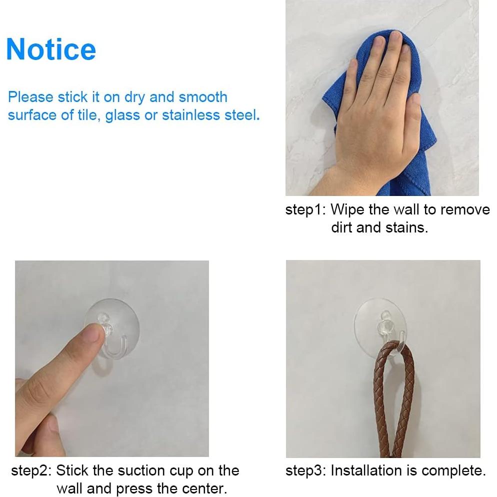 12 Ventosas Ganchos Transparentes 50mm LuluEasy para Pared